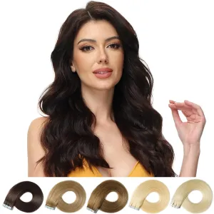 ROSEBUD Tape in Hair Extensions REMY Human Hair, Secure Skin Weft Hair Extensions Seamless 40g/Pack 20Pcs 10 Inch Ash Blonde & Bleach Blonde Mixed