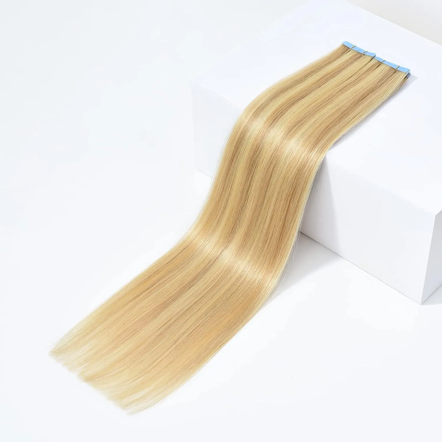 ROSEBUD Tape in Hair Extensions REMY Human Hair, Secure Skin Weft Hair Extensions Seamless 40g/Pack 20Pcs 10 Inch Ash Blonde & Bleach Blonde Mixed