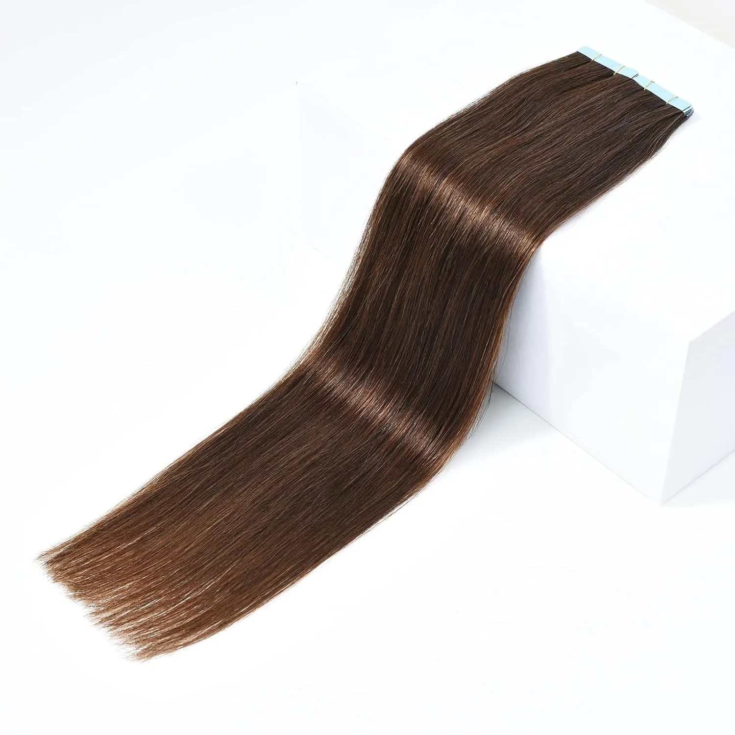 ROSEBUD Tape in Hair Extensions REMY Human Hair, Secure Skin Weft Hair Extensions Seamless 40g/Pack 20Pcs 10 Inch Medium Brown