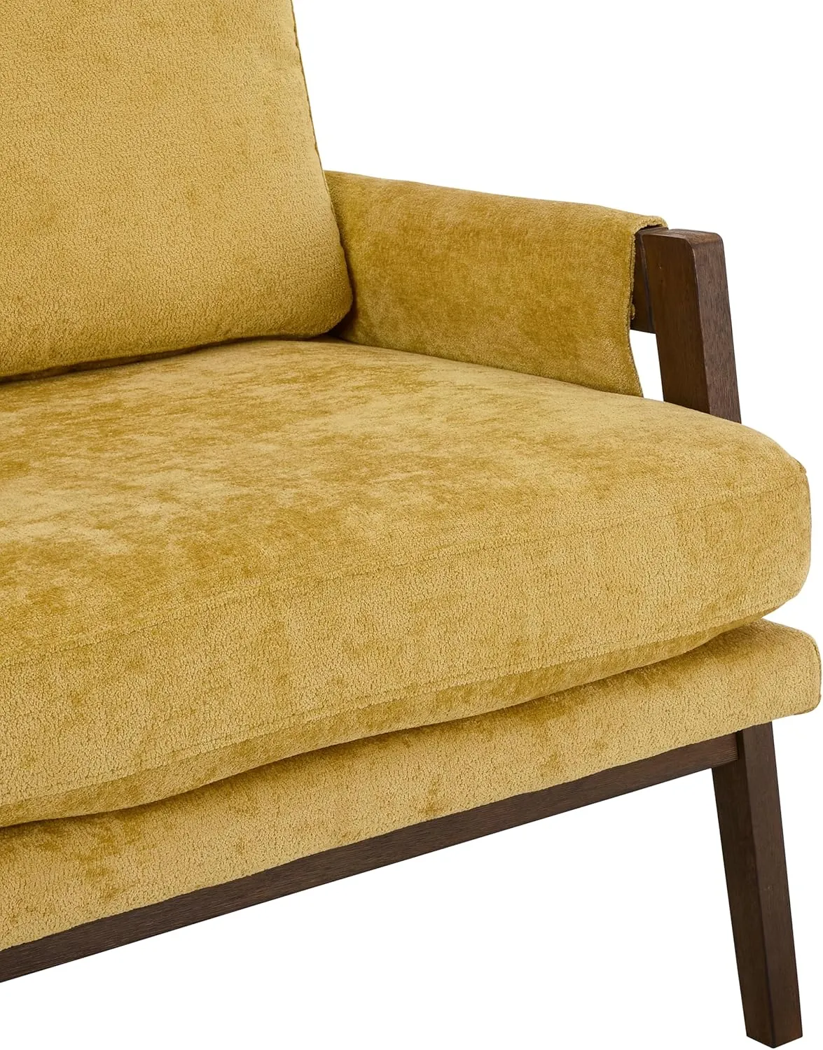 Roundhill Furniture Kelly Mid-Century Modern Velvet Accent Armchair, Yellow