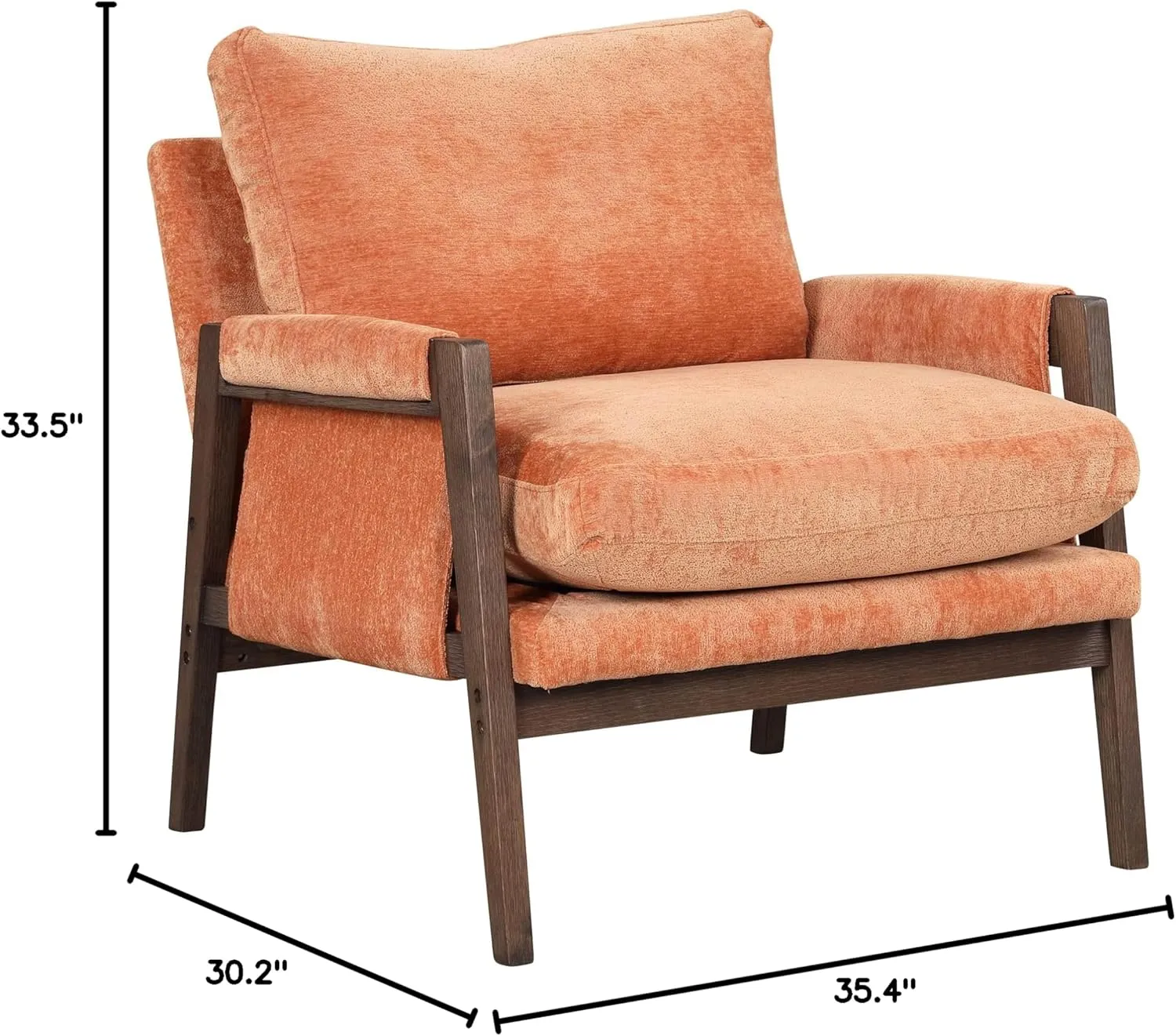 Roundhill Furniture Kelly Velvet Accent Armchair, Orange