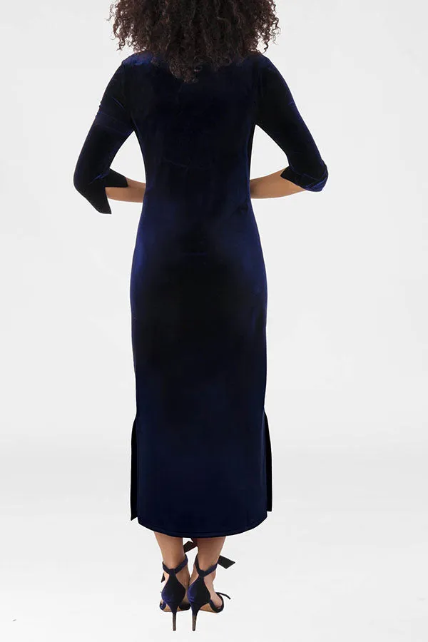 Ruffneck Silky Velvet Midi Dress