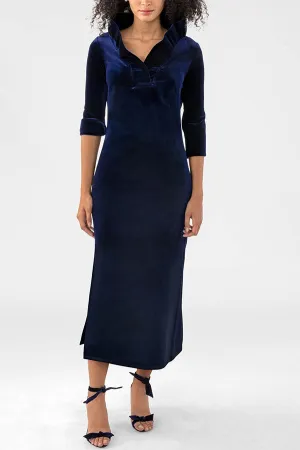 Ruffneck Silky Velvet Midi Dress