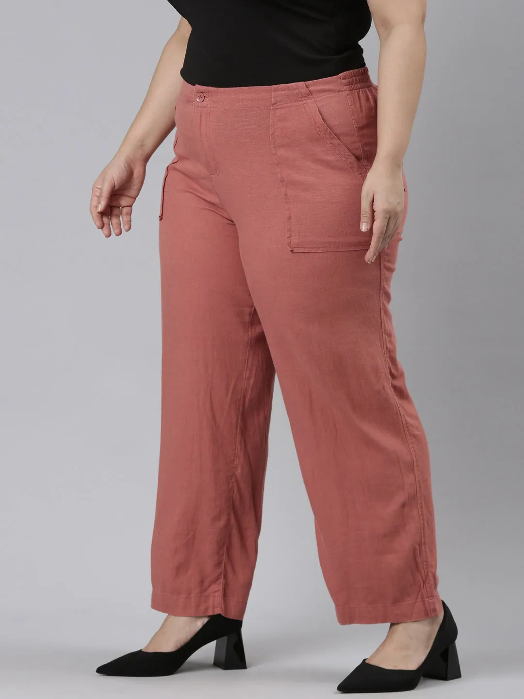 Rust Linen Cargo Pants