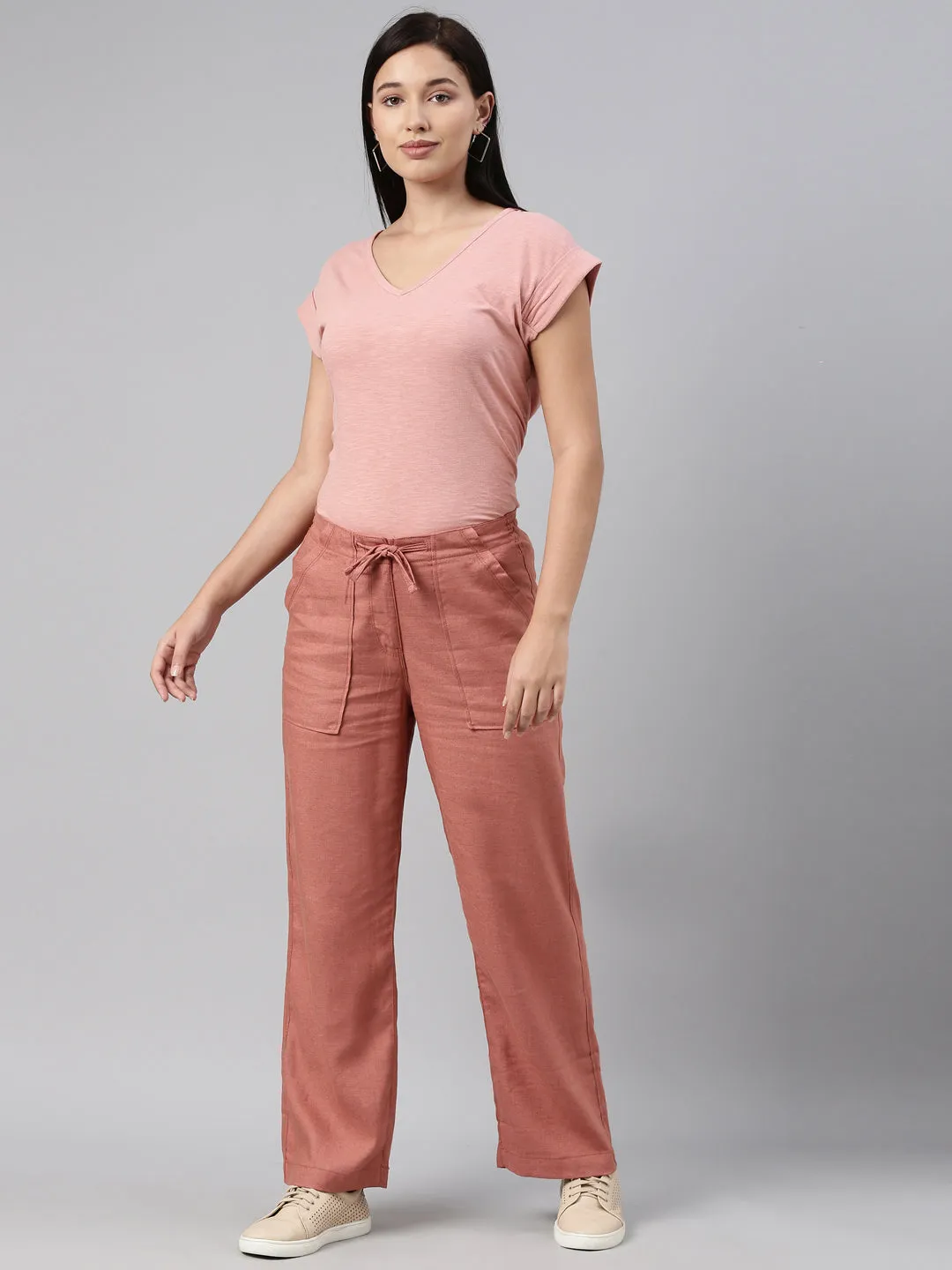 Rust Linen Cargo Pants