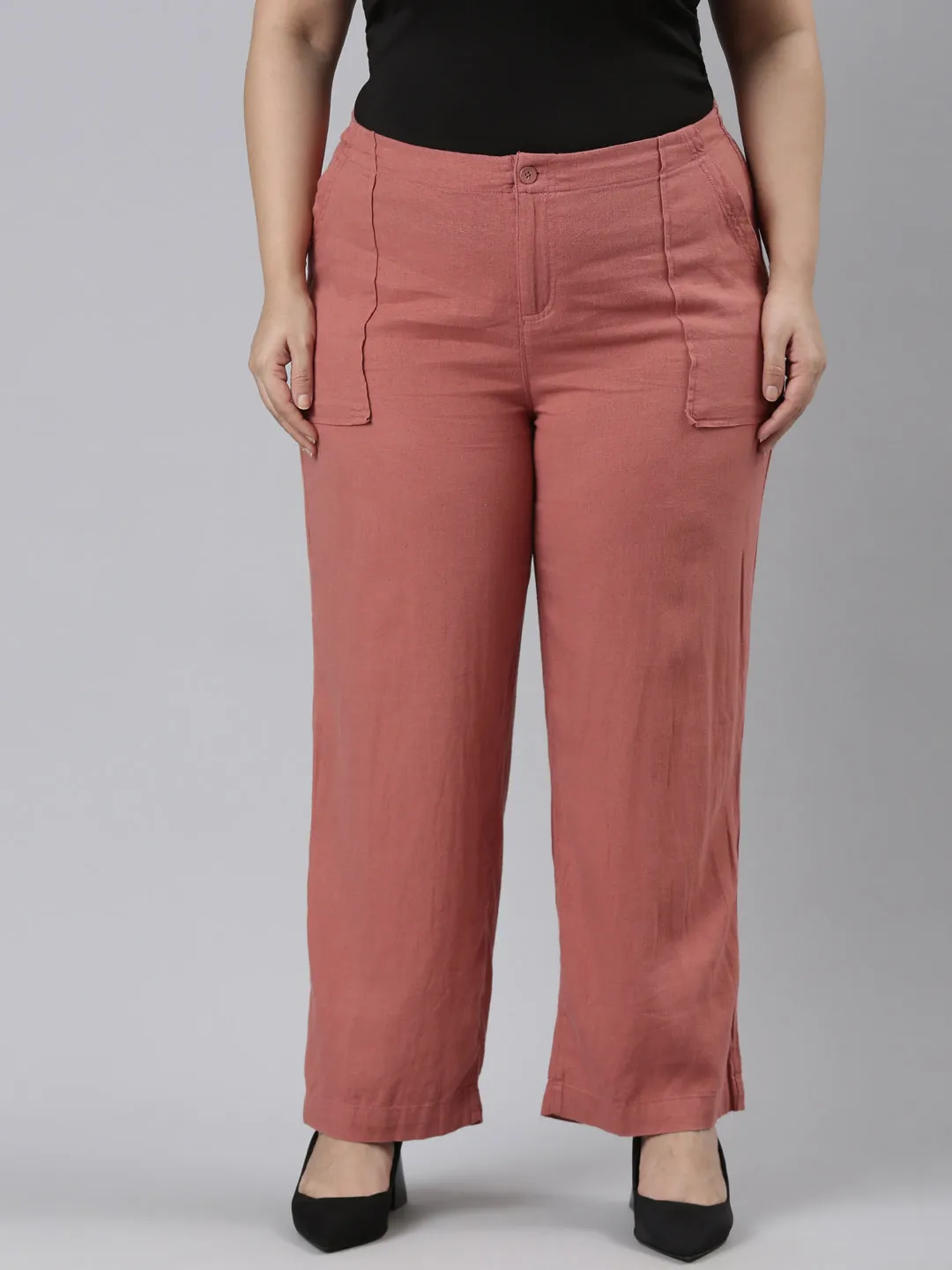 Rust Linen Cargo Pants