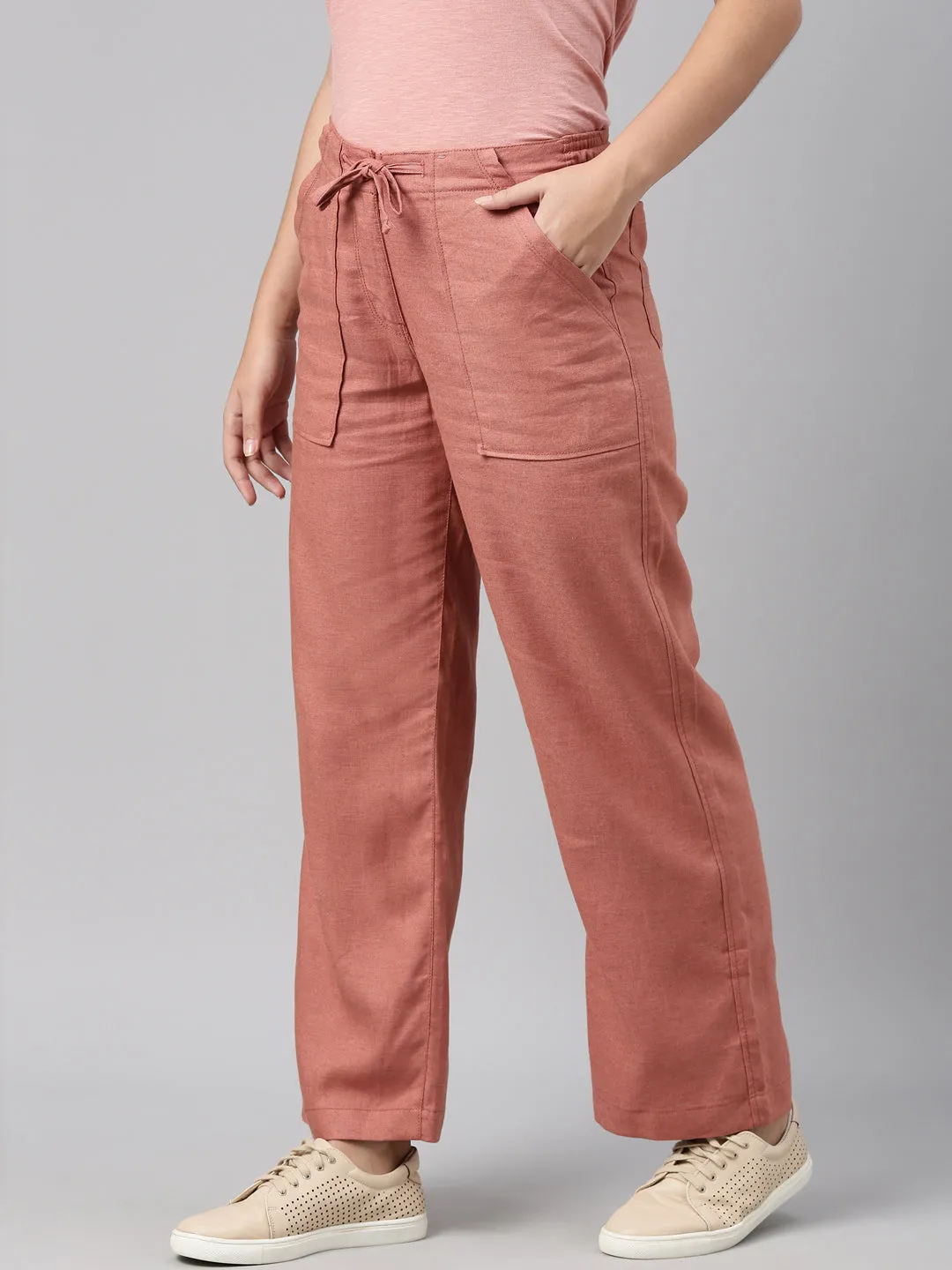 Rust Linen Cargo Pants