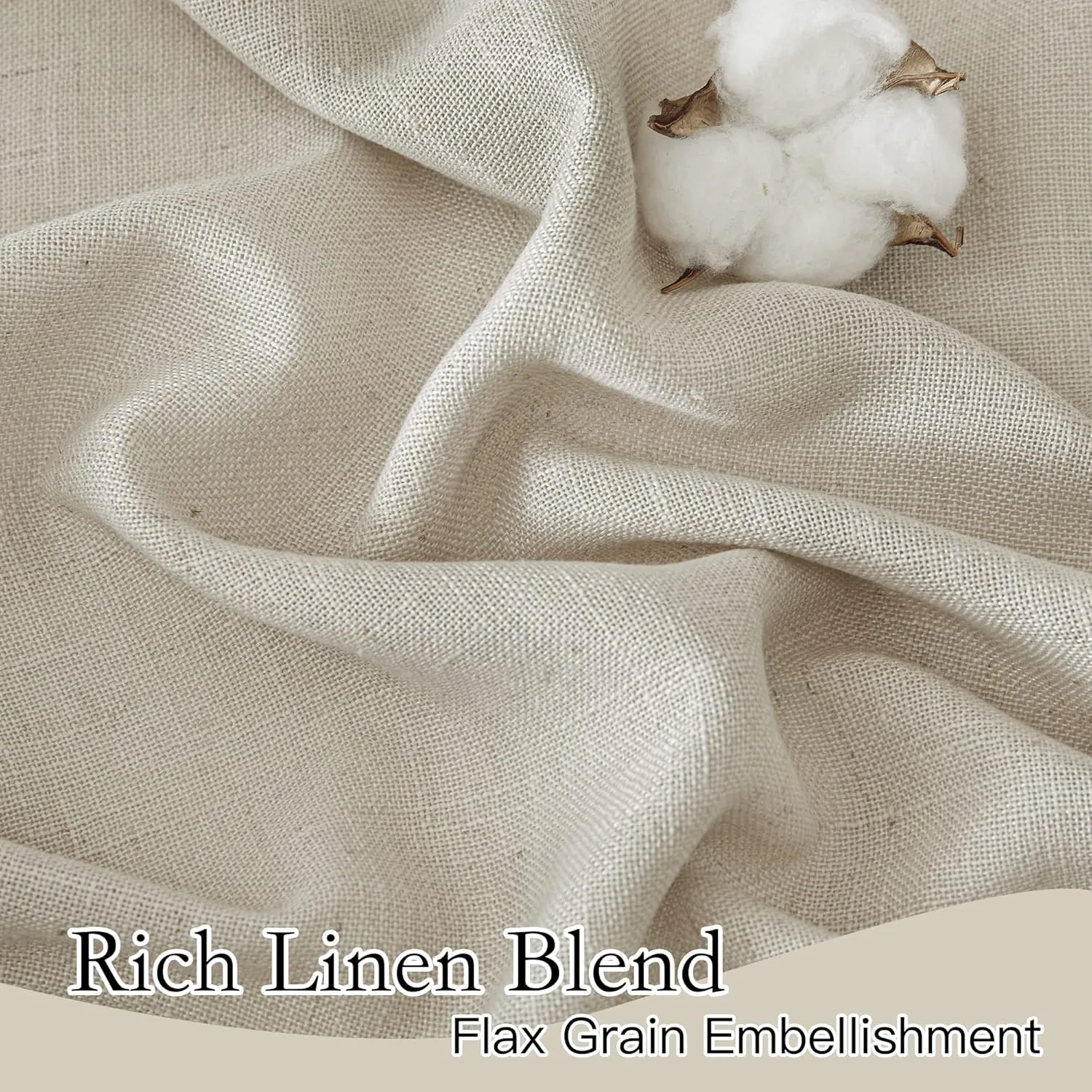 RYB HOME Linen Sheer Curtains - Natural Fibers Linen Blended Semitransparent Curtains & Drapes UV Protection Thermal Insualted for Classroom Camper Bunk Bed, W 52" x L 63", Angora, Set of 2