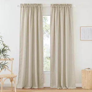 RYB HOME Semi Sheer Curtains 84 incehs, Rod Pocket for Living Room Bedroom Office Dining, Beige, W 52 x L 84, 2 Panels
