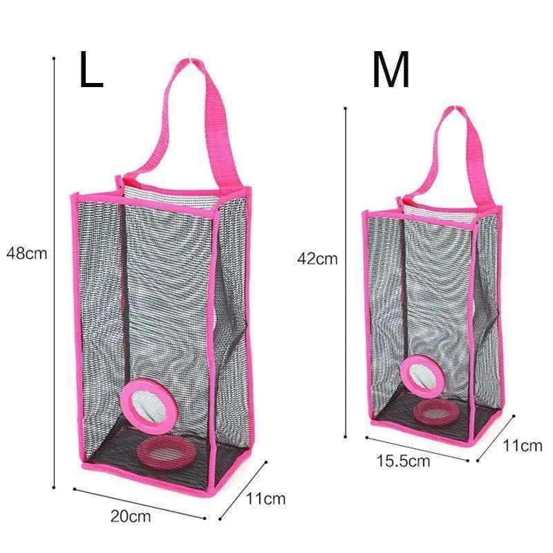 Rynx | Hanging Mesh Waste Bag Organizer Dispenser Reusable Shopping Bag Holder Wall Mount Kitchen Net Waste Bag Storage