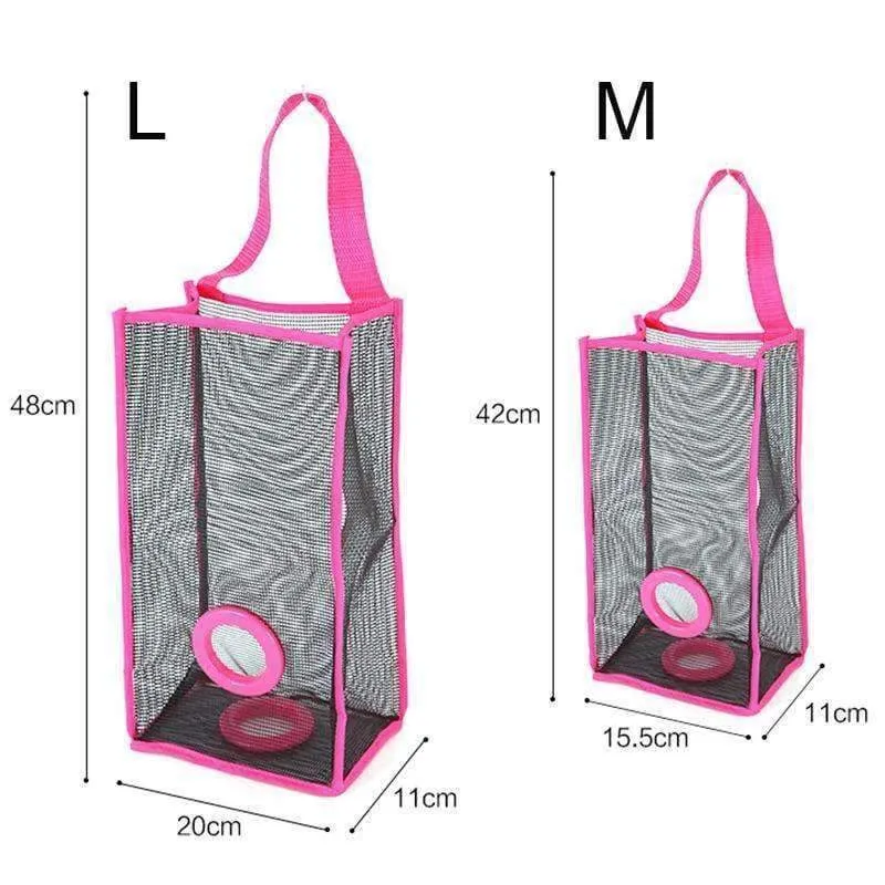 Rynx | Hanging Mesh Waste Bag Organizer Dispenser Reusable Shopping Bag Holder Wall Mount Kitchen Net Waste Bag Storage