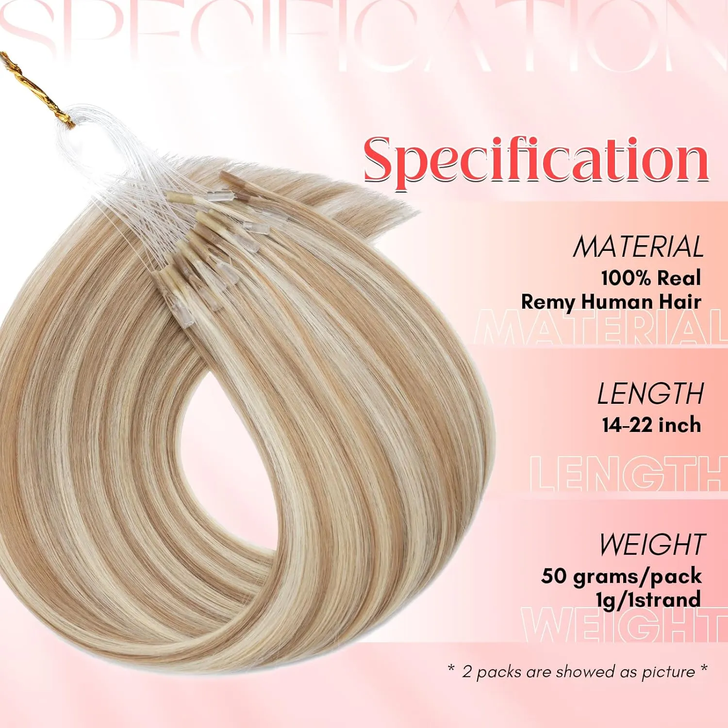 S-noilite U Tip Hair Extensions 100% Real Remy Human Hair Upgraded Micro Ring K Tip Extensions Pre Bonded Keratin Hair Extensions 50g/50 Stands 16 Inch Golden Brown Highlighted Bleach Blonde