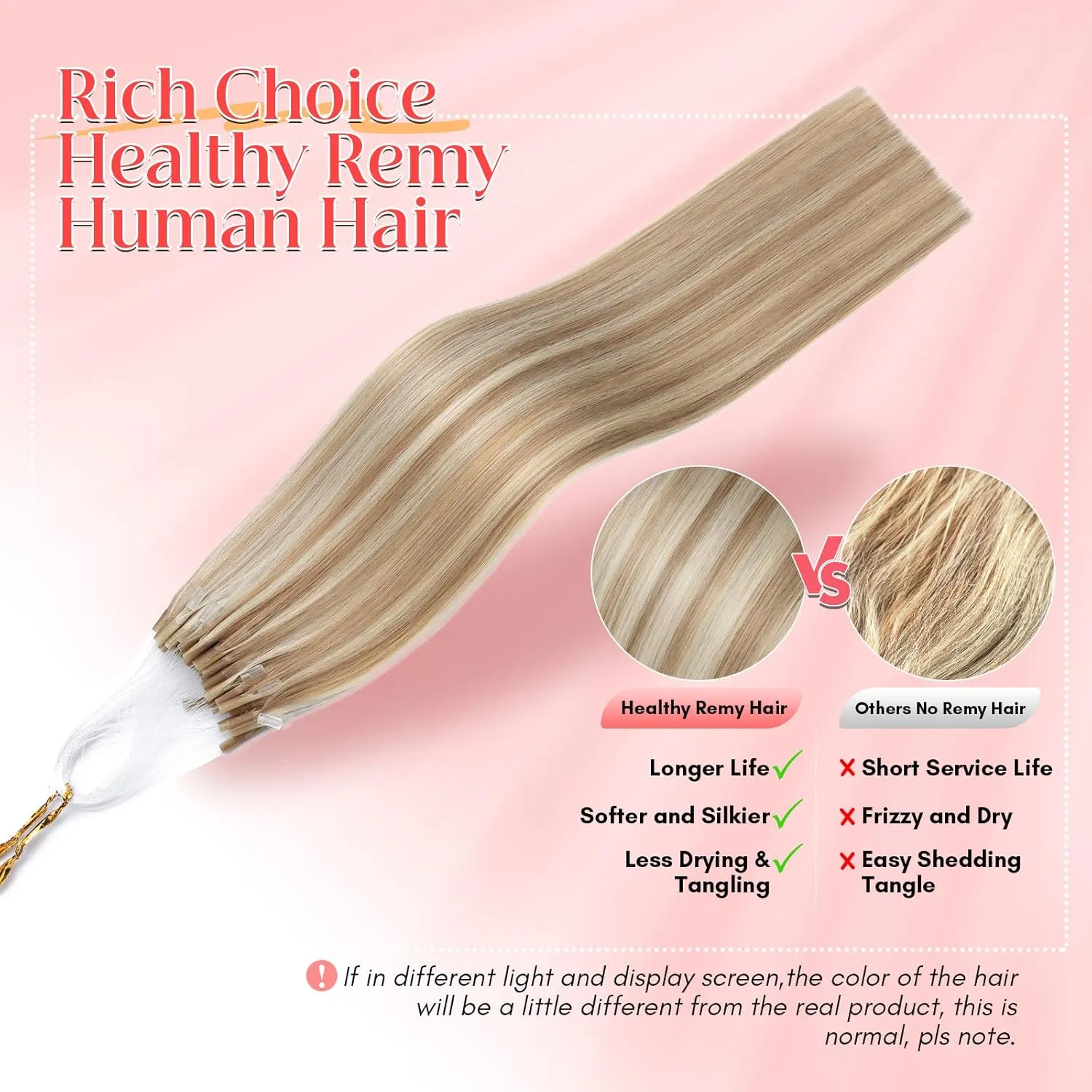 S-noilite U Tip Hair Extensions 100% Real Remy Human Hair Upgraded Micro Ring K Tip Extensions Pre Bonded Keratin Hair Extensions 50g/50 Stands 16 Inch Golden Brown Highlighted Bleach Blonde