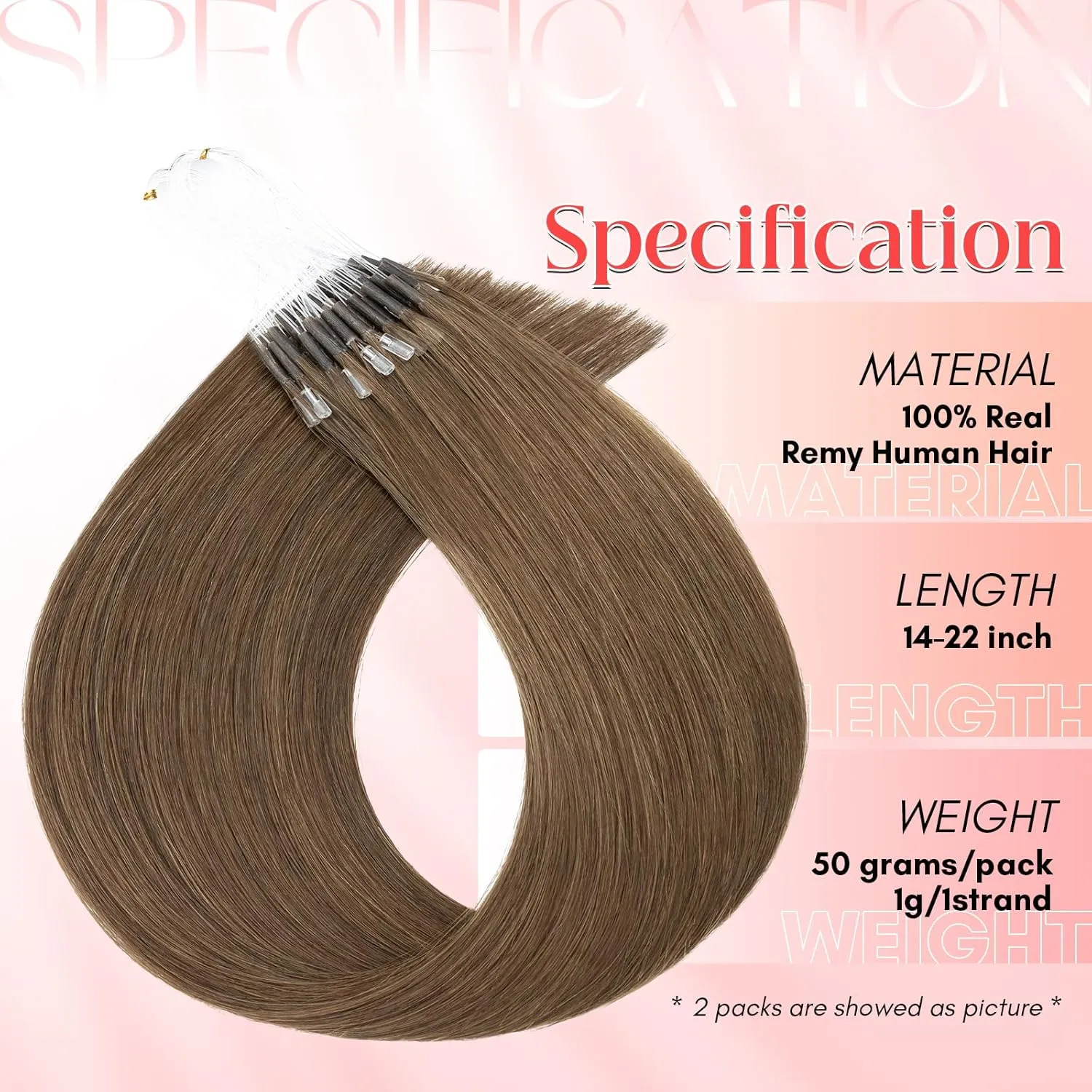 S-noilite U Tip Hair Extensions 100% Real Remy Human Hair Upgraded Micro Ring K Tip Extensions Pre Bonded Keratin Hair Extensions 50g/50 Stands 16 Inch Medium Brown