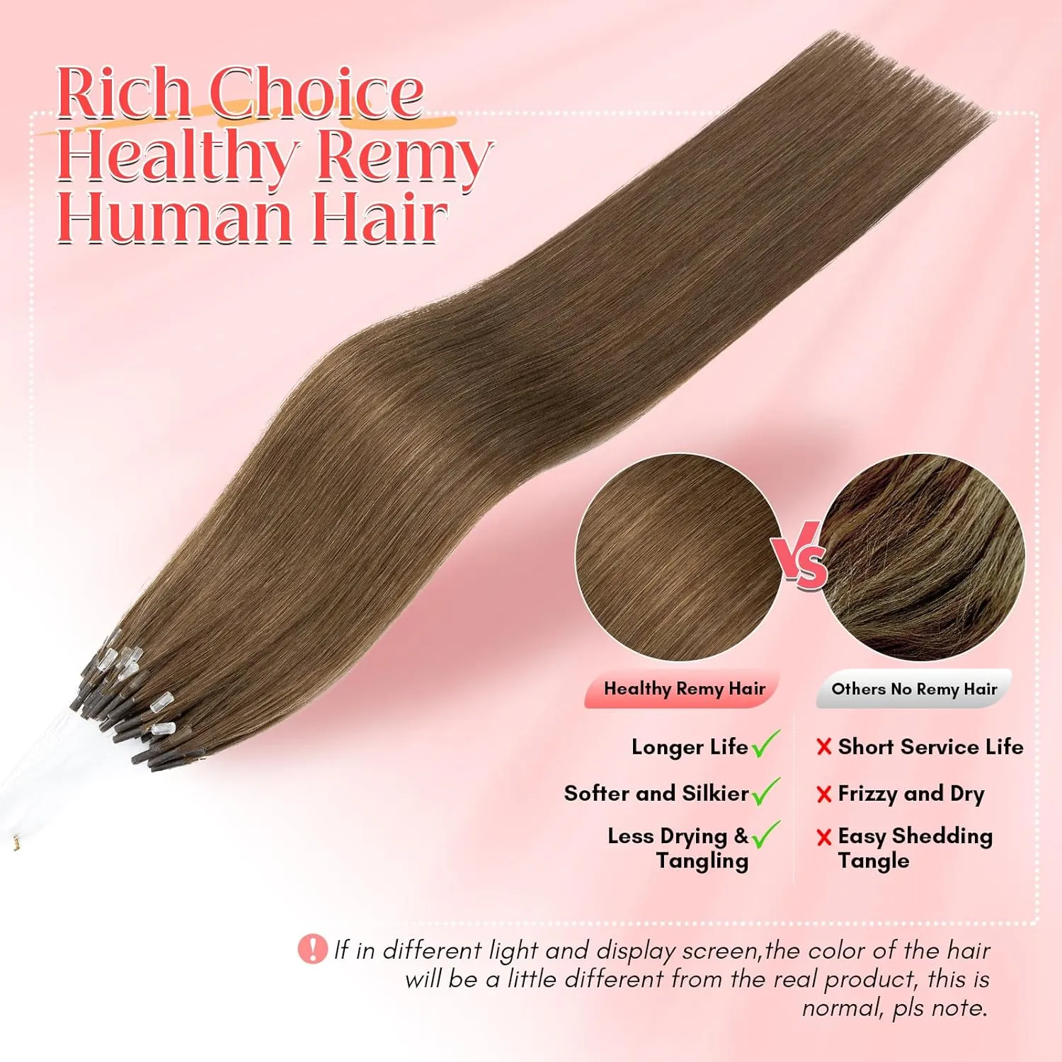 S-noilite U Tip Hair Extensions 100% Real Remy Human Hair Upgraded Micro Ring K Tip Extensions Pre Bonded Keratin Hair Extensions 50g/50 Stands 16 Inch Medium Brown