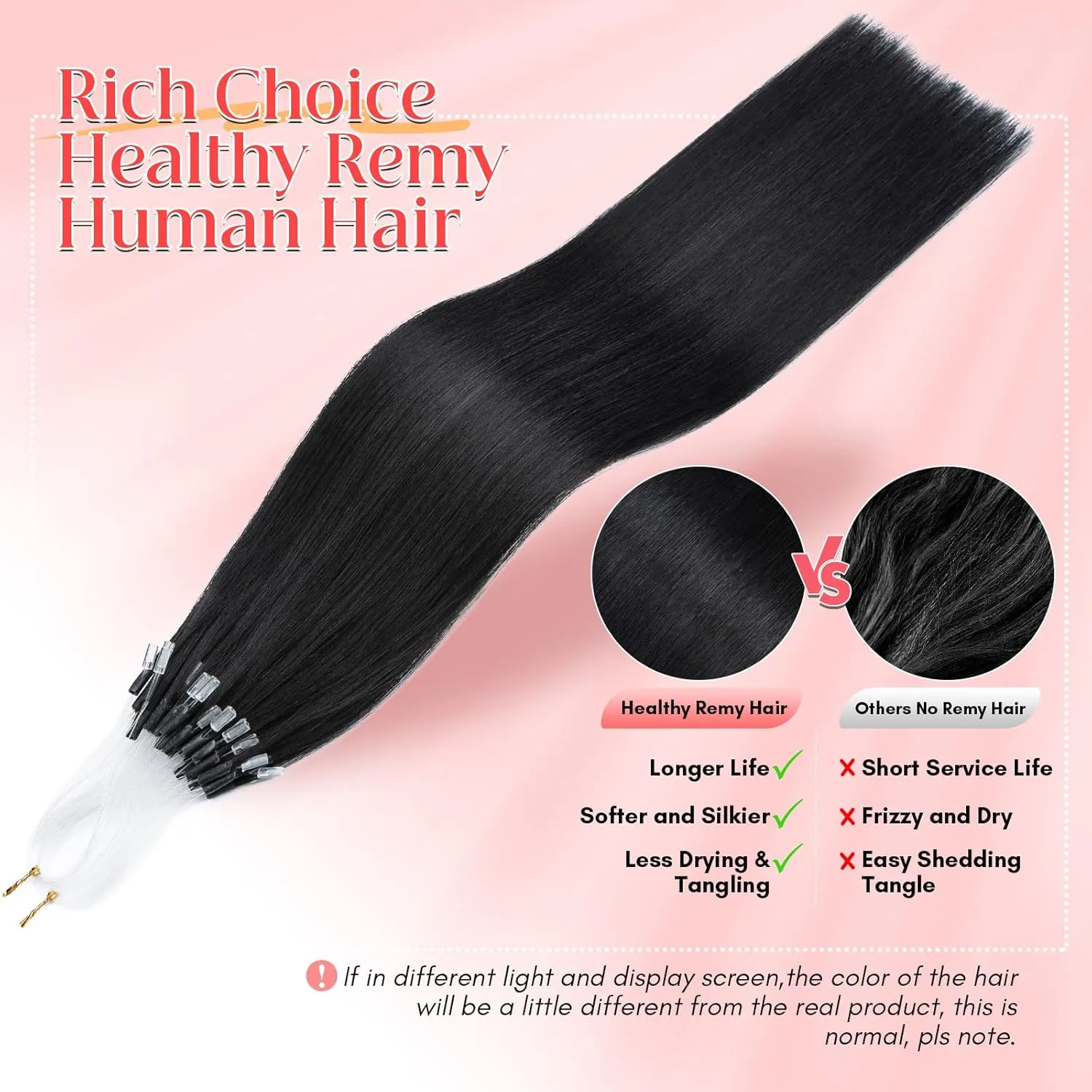 S-noilite U Tip Hair Extensions 100% Real Remy Human Hair Upgraded Micro Ring K Tip Extensions Pre Bonded Nail Tip Keratin Hair Extensions 50g/50 Stands 16 Inch Jet Black