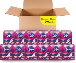 Saba V-Confident Long Pad 240 ct (12 Packs of 20 ct)