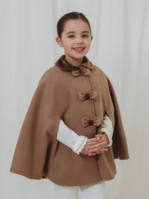 Sarah Louise Traditional velvet trimmed camel cape