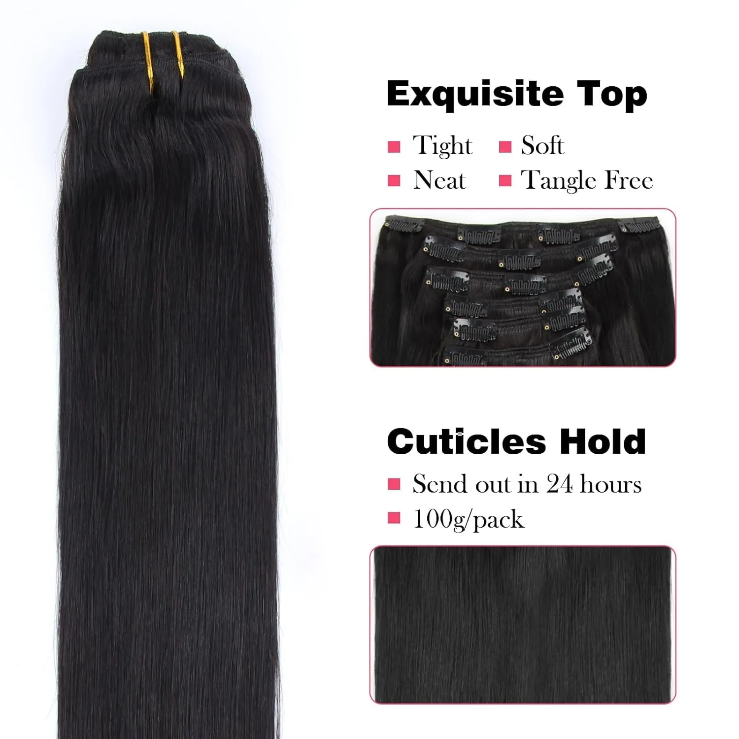 Sassina 18 Inch Silky Straight Clip In Human Hair Extensions Real Remi Seamless Clip in Hair for Black Women 120 Grams With 7 Pcs 17 Clips