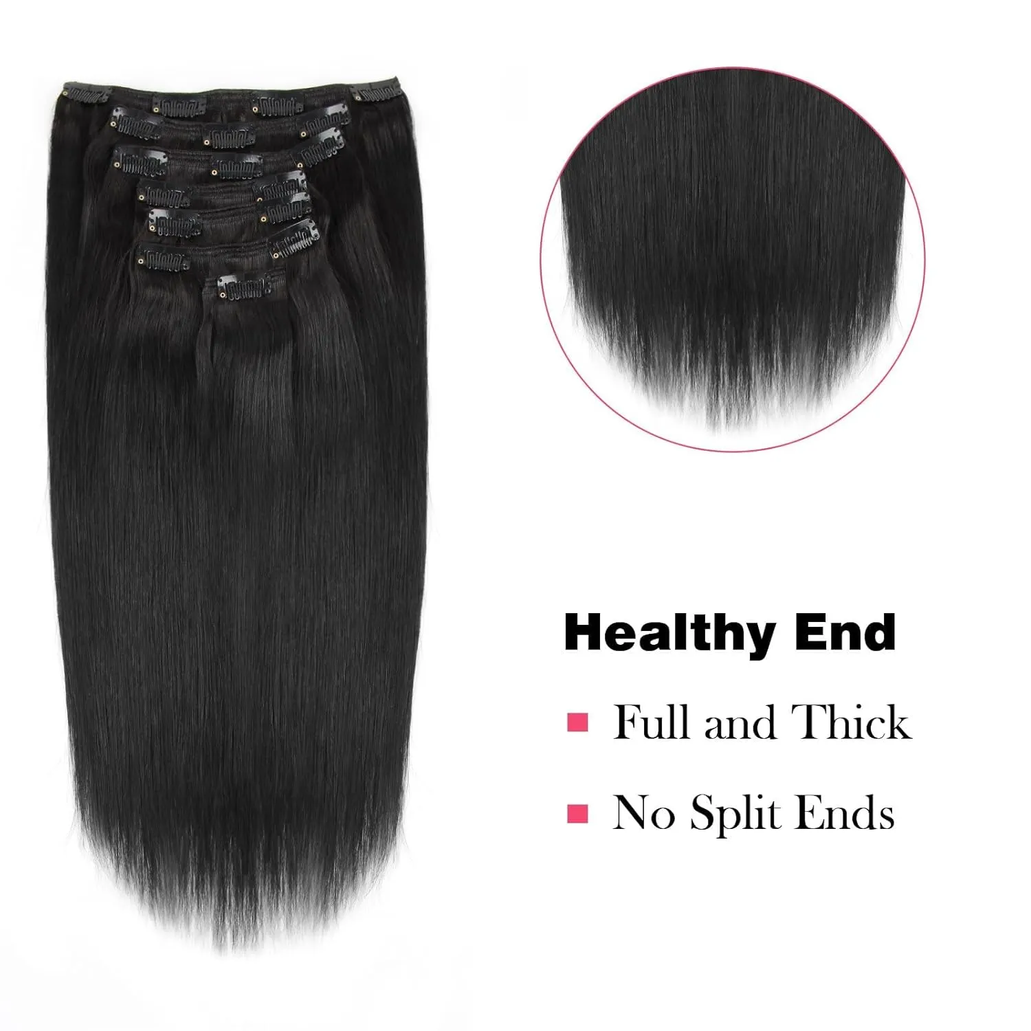 Sassina 18 Inch Silky Straight Clip In Human Hair Extensions Real Remi Seamless Clip in Hair for Black Women 120 Grams With 7 Pcs 17 Clips