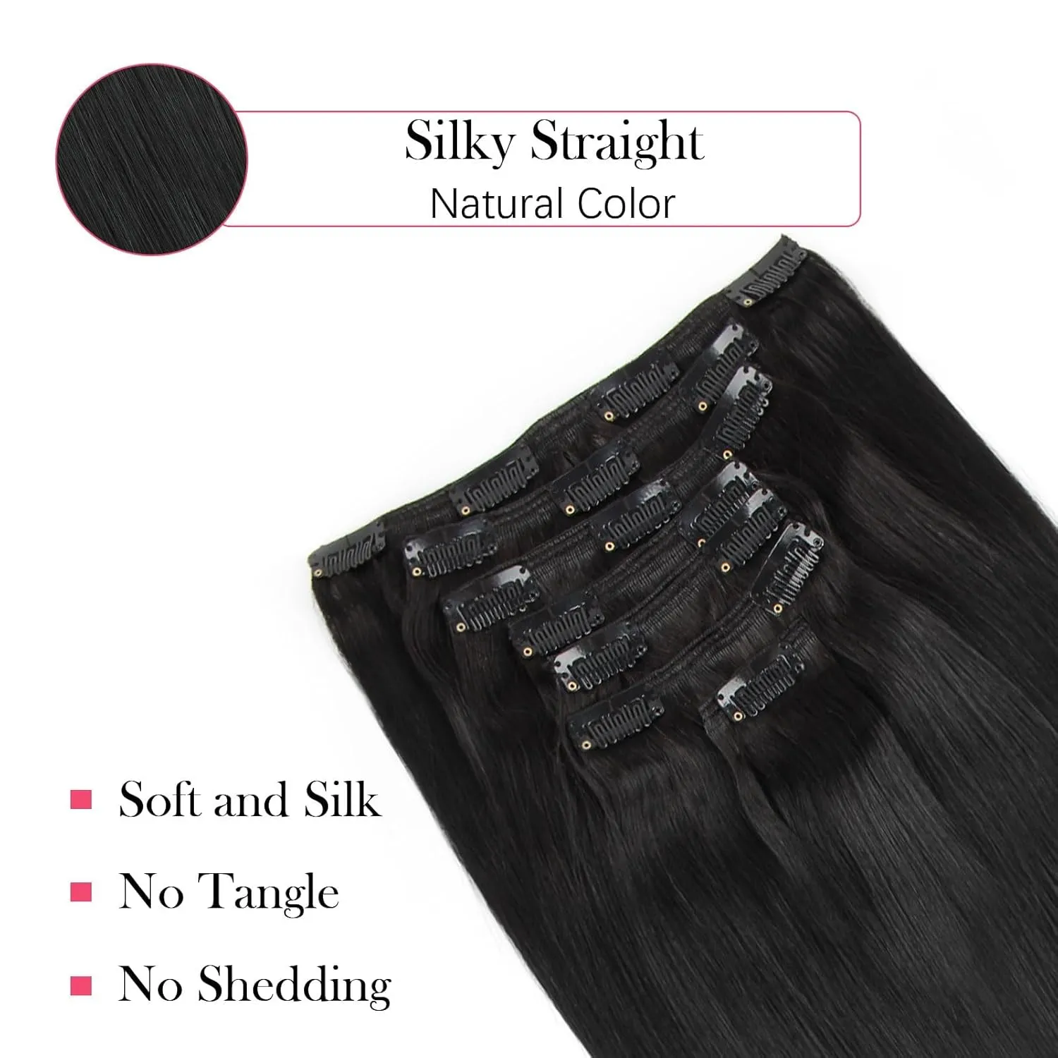 Sassina 18 Inch Silky Straight Clip In Human Hair Extensions Real Remi Seamless Clip in Hair for Black Women 120 Grams With 7 Pcs 17 Clips