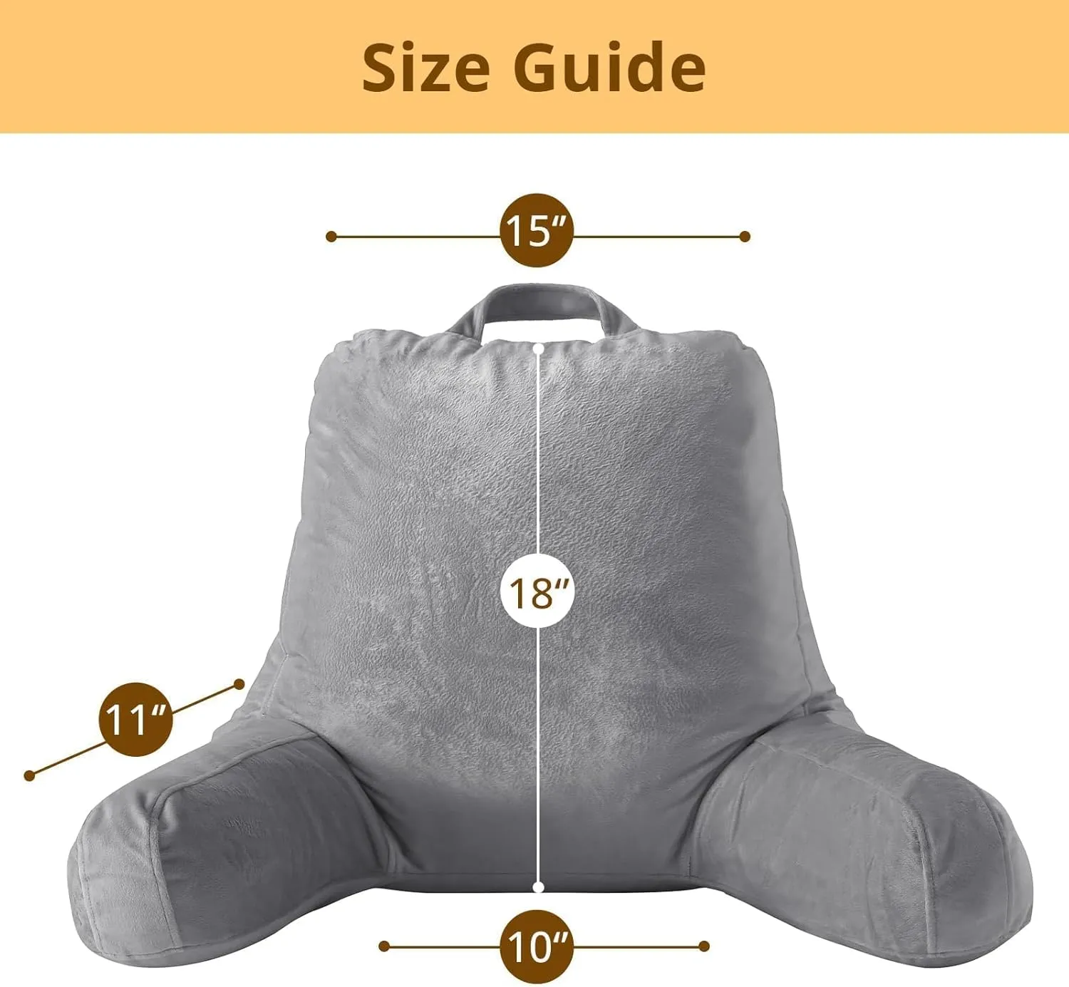 Sasttie Reading Pillows for Sitting in Bed Adult, Velvet Back Pillow Bed Sitting Up, Back-Rest Support Cushion for Sit Up on Couch, Sofa, and Floor, Dorm Essentials, Oeko-Tex Certified, Dark Grey