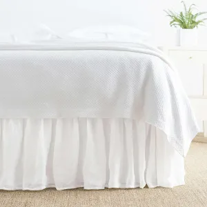 Savannah Linen Gauze White Bed Skirt, Twin Size, White Solid Pattern