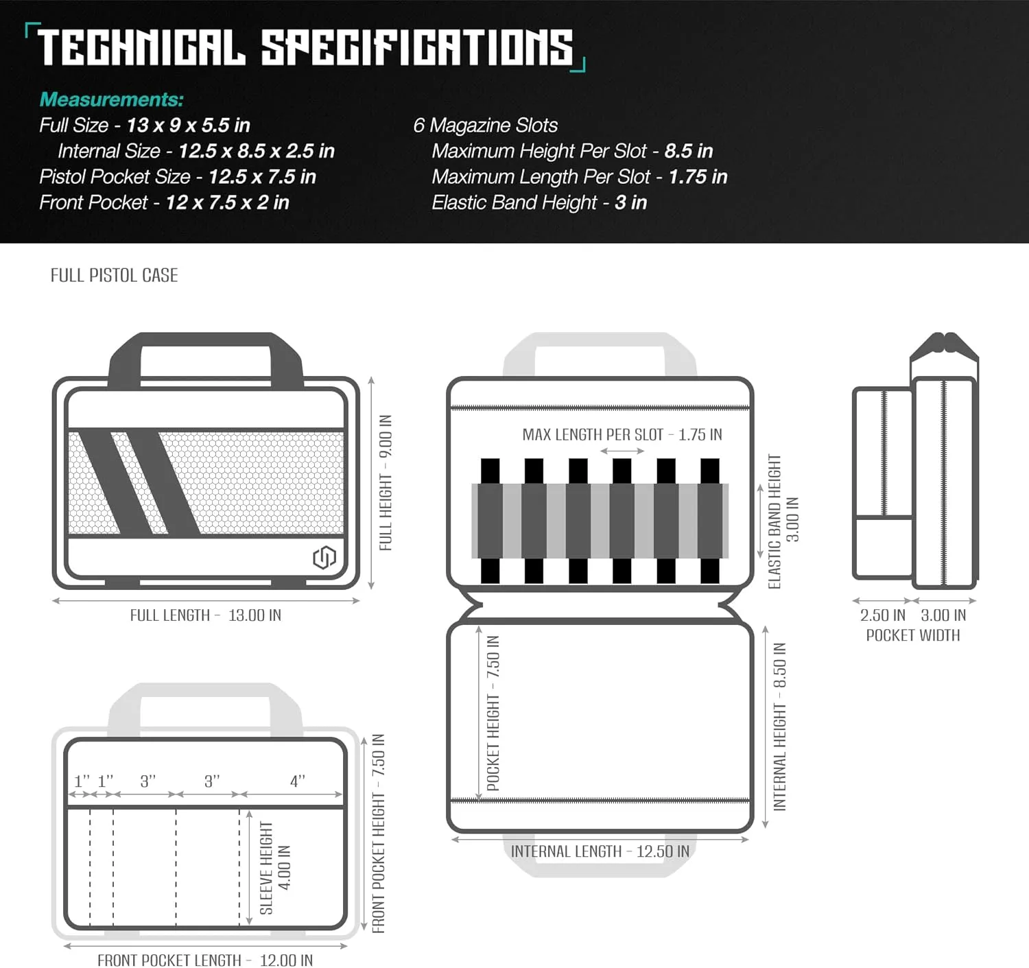 Savior Equipment Specialist Series Tactical Double Scoped Handgun Firearm Case Pistol Bag for Outdoor Hunting Shooting Range, Lockable Compartment, Additional Magazine Storage Slots