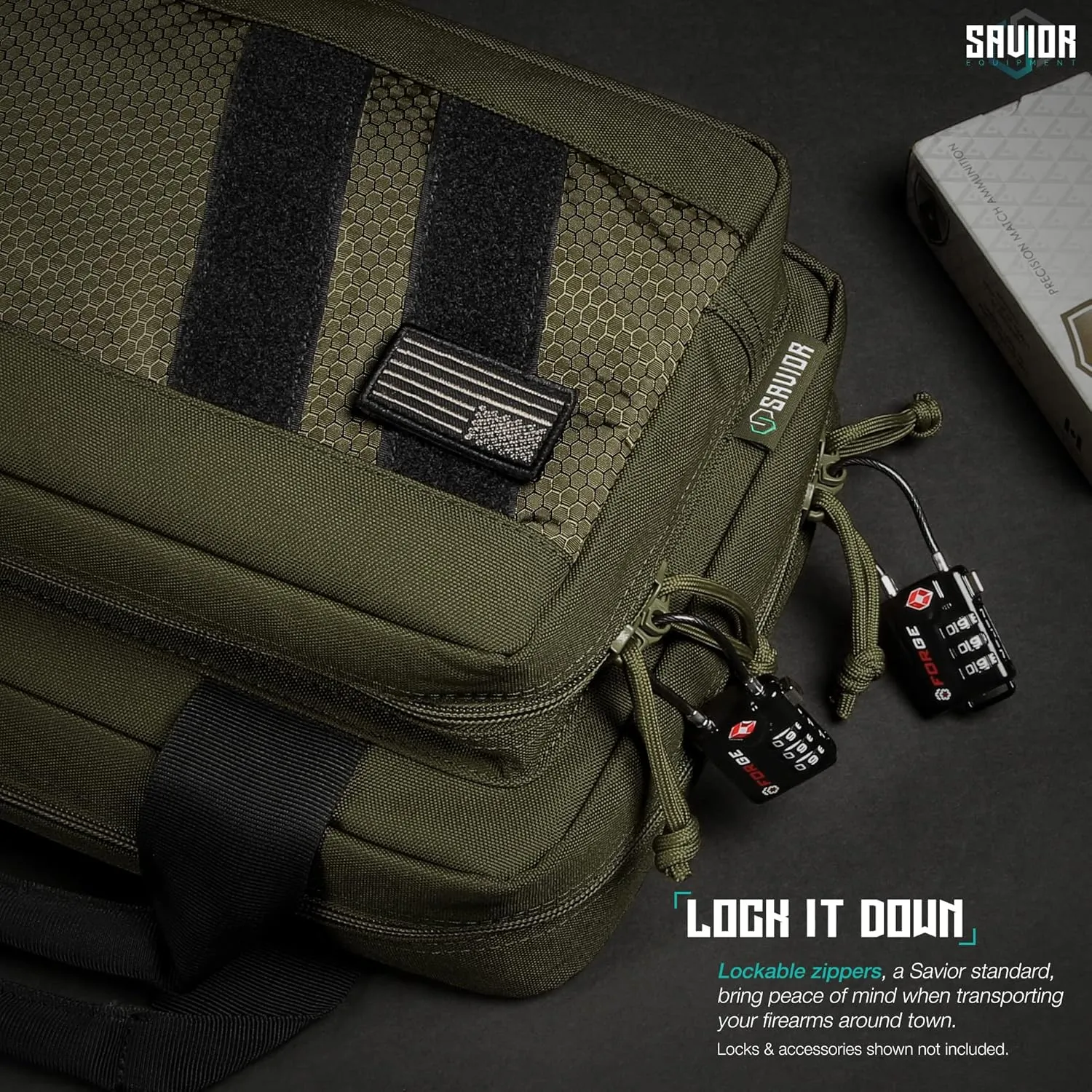 Savior Equipment Specialist Series Tactical Double Scoped Handgun Firearm Case Pistol Bag for Outdoor Hunting Shooting Range, Lockable Compartment, Additional Magazine Storage Slots