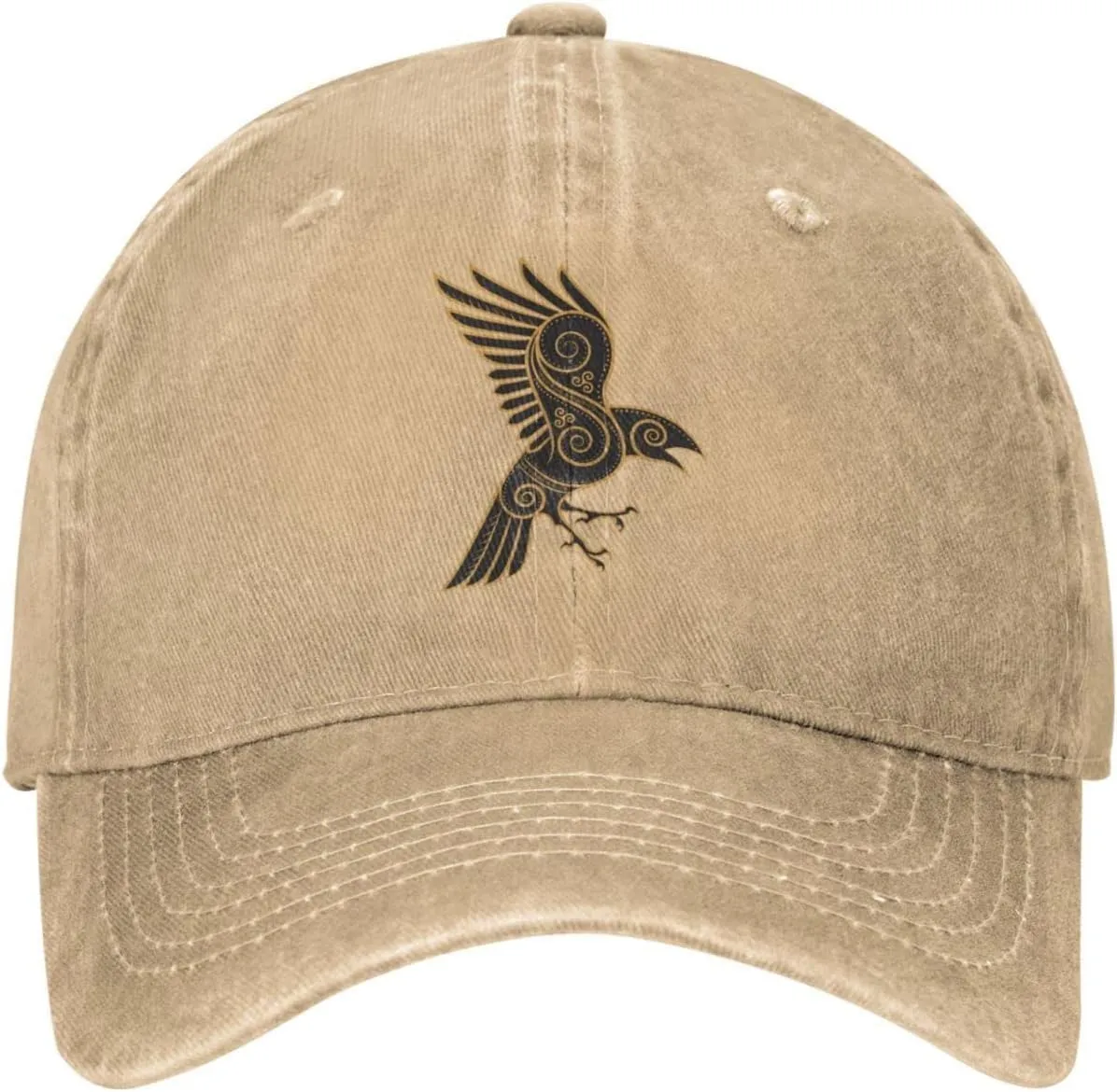 Scandinavian Pirate Odin's Raven Celtic Style Vintage Washed Denim Baseball Cap Adjustable Dad Hats Gift for Men Women