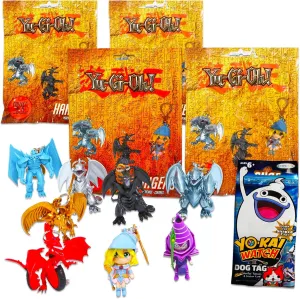 Screen Legends Yugi Figure Hanger Mystery Party Favors Set – Bundle with 4 Yugi Mystery Blind Bags and More | Mystery Toys for Kids