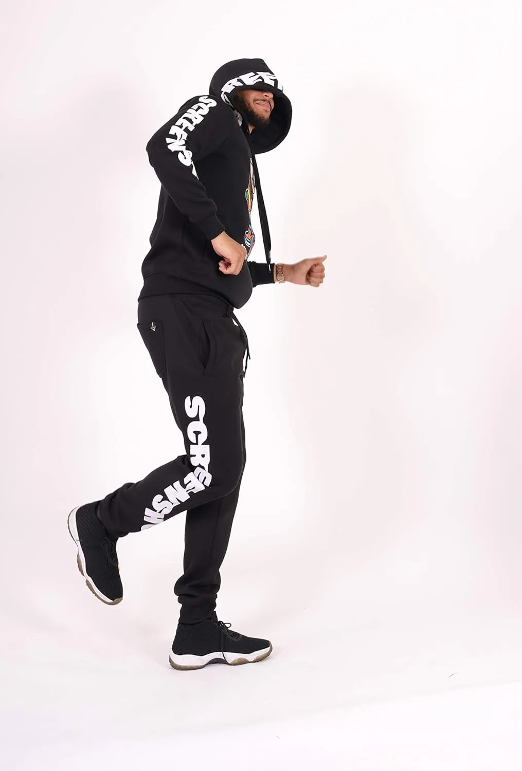 SCREENSHOT Mens Hip Hop Premium Classic Fit Urban Fleece Pants - Street Fashion Sweatpants Ribbed Wasteband with Drawstring