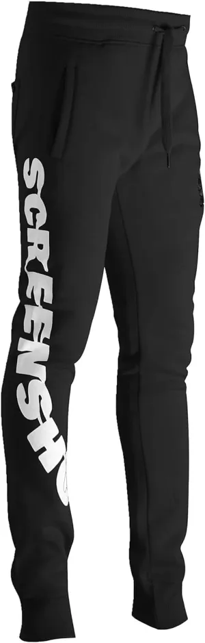 SCREENSHOT Mens Hip Hop Premium Classic Fit Urban Fleece Pants - Street Fashion Sweatpants Ribbed Wasteband with Drawstring