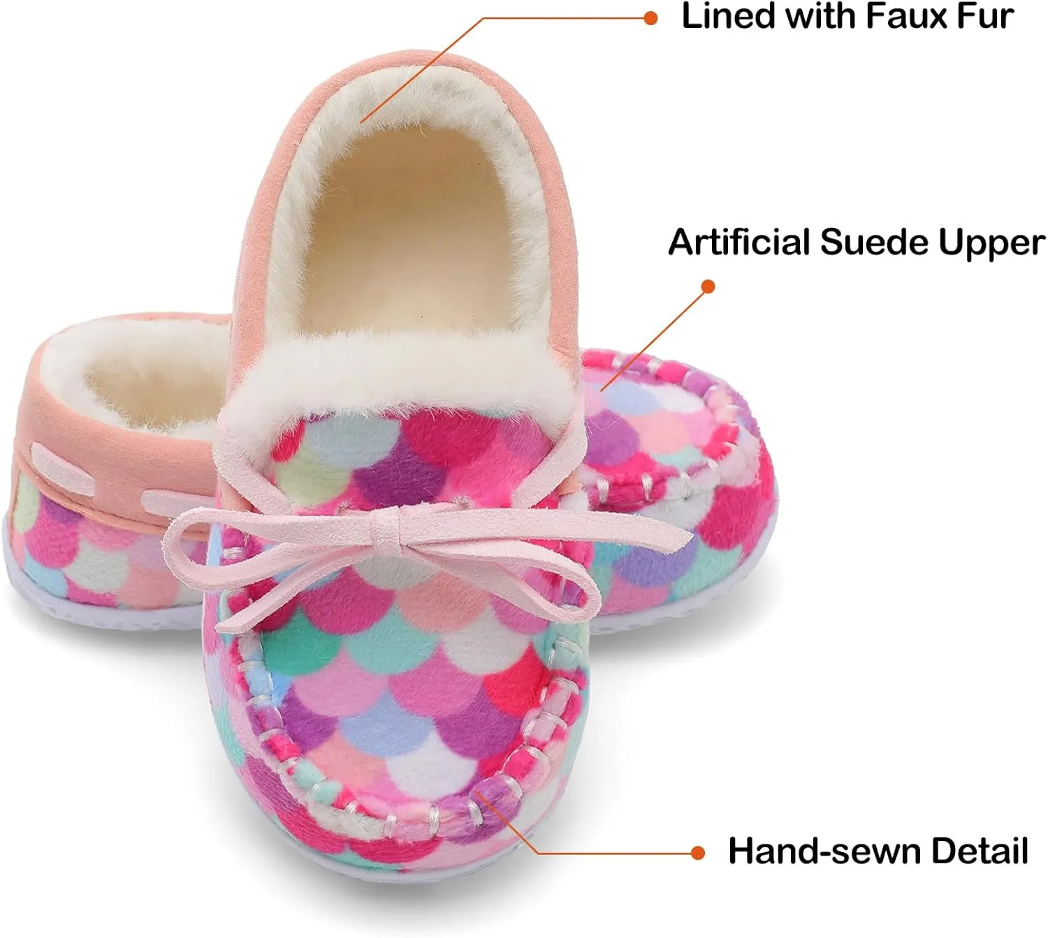 Scurtain Unisex Kids Toddler Slippers Suede Moccasin Slippers for Boys Girls Baby Lined with Warm Fur