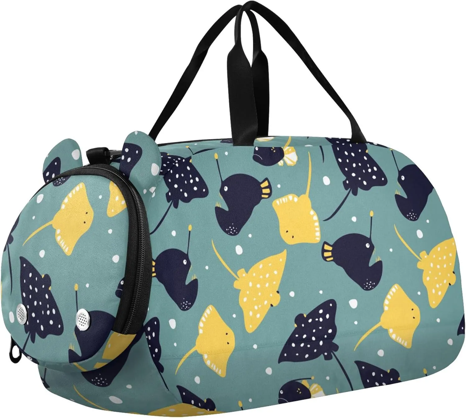 Sea Animal Stingray Fish Sports Duffle Bag for Girls Boys, Gym Bag with Shoe Compartment, Kids Travel Overnight Weekender Shoulder Bag