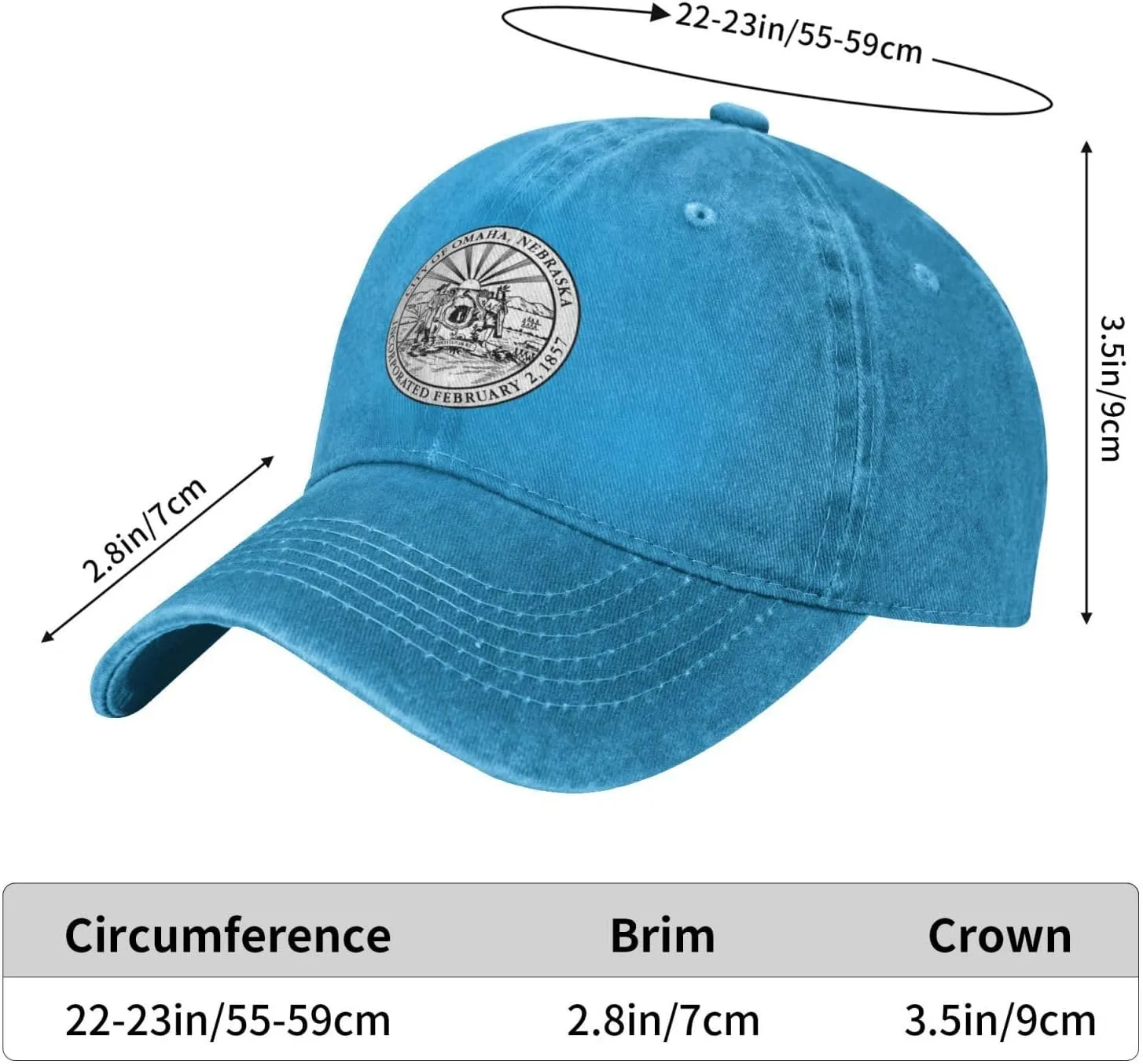Seal of Omaha, Nebraska Baseball Cap for Men Women Adjustable Vintage Washed Cotton Dad Hat