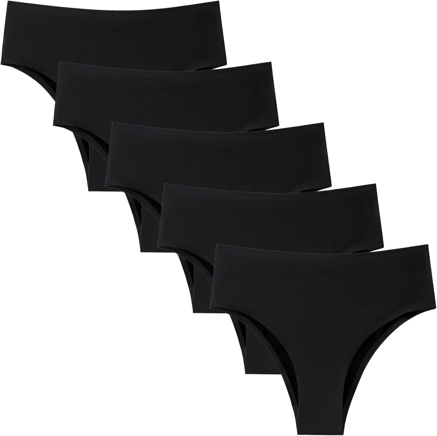 Seamless Womens Underwear No Show Bikini Panties Mid Rise Hi Cut Invisible Hipster Packs