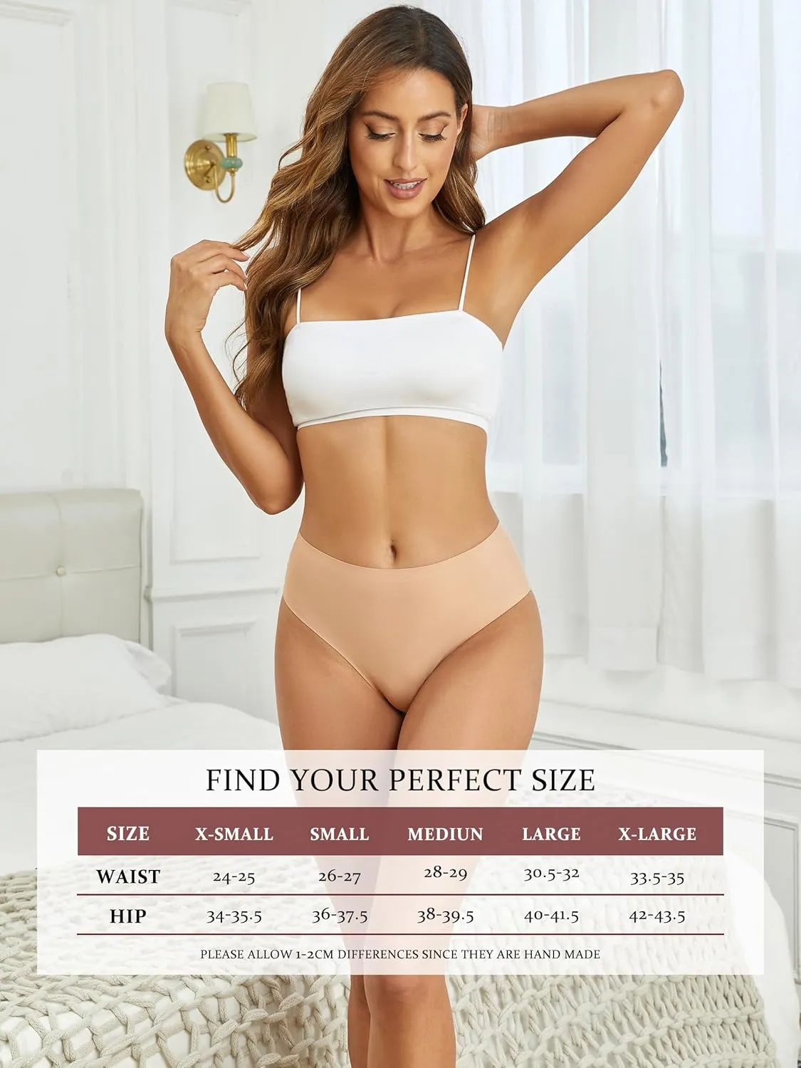 Seamless Womens Underwear No Show Bikini Panties Mid Rise Hi Cut Invisible Hipster Packs