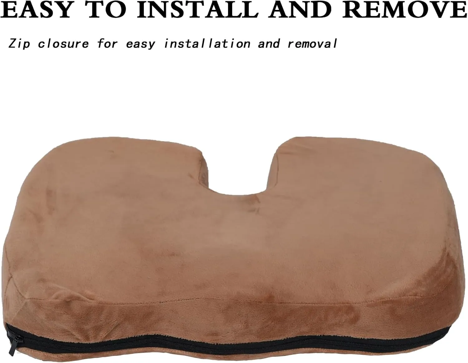 Seat Cushion Cover for ComfiLife Gel Enhanced Seat Cushion Soft Crystal Velvet Fabric Washable ComfiLife Cushion Protective Covers (Brown/Black)