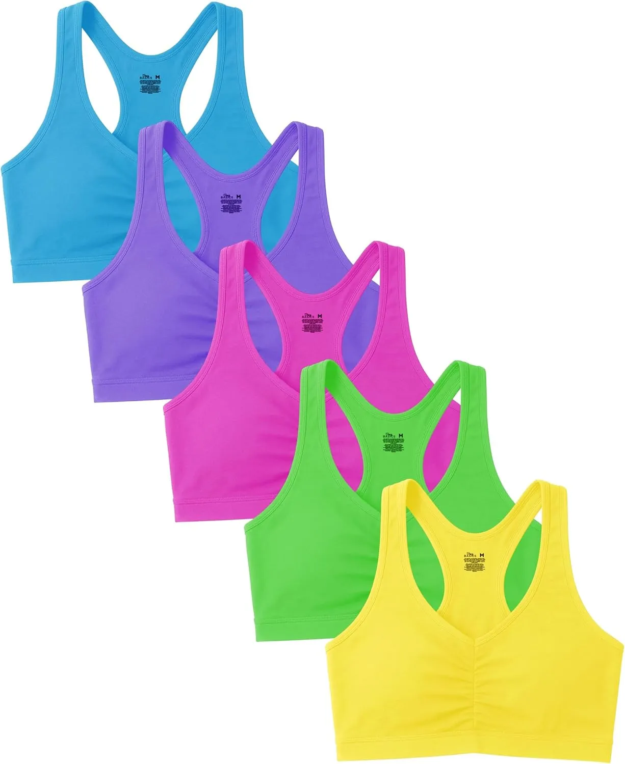 Sexy Basics Women's Cotton Spandex Racer Back Bra | 4 Way Stretch Pullover Workout Sport Bras (Multi-Pack)