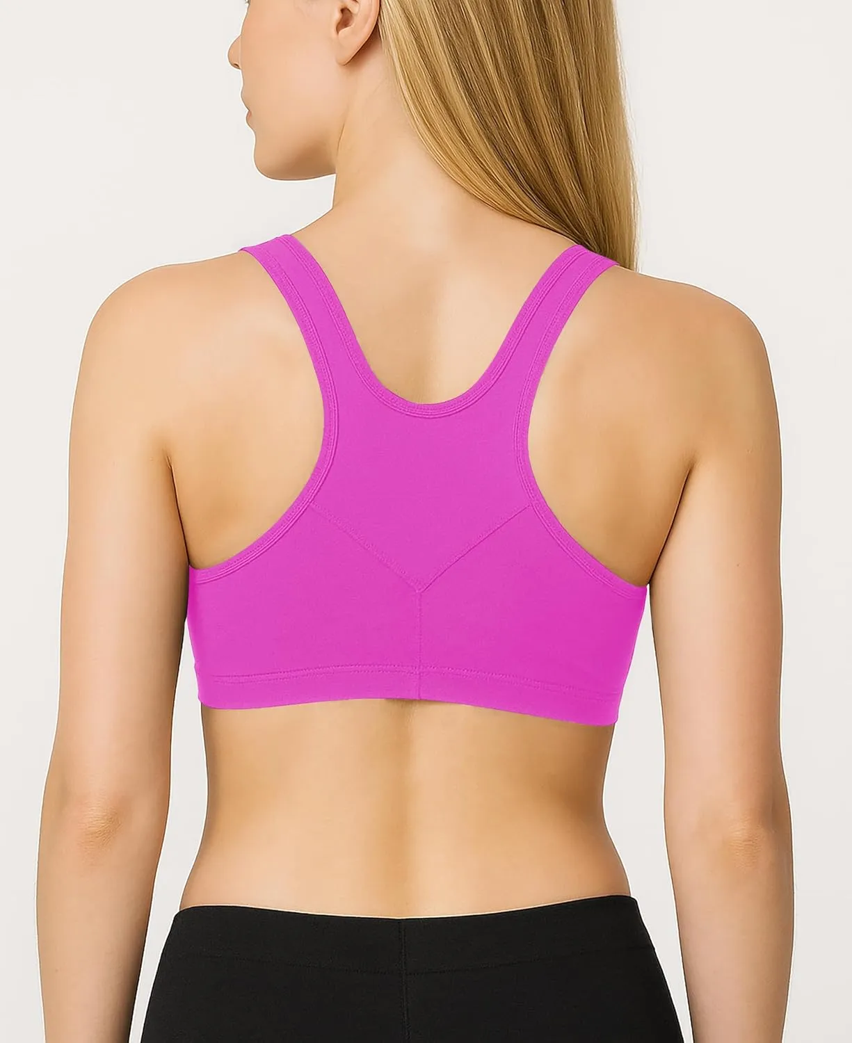 Sexy Basics Women's Cotton Spandex Racer Back Bra | 4 Way Stretch Pullover Workout Sport Bras (Multi-Pack)