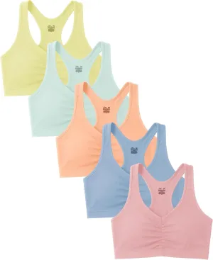 Sexy Basics Women's Cotton Spandex Racer Back Bra | 4 Way Stretch Pullover Workout Sport Bras (Multi-Pack)