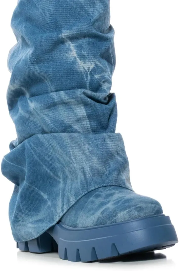 sexytag Women's Metallic Boots Slouchy Foldover Platform Round Toe Western Pull-On Fashion Boots