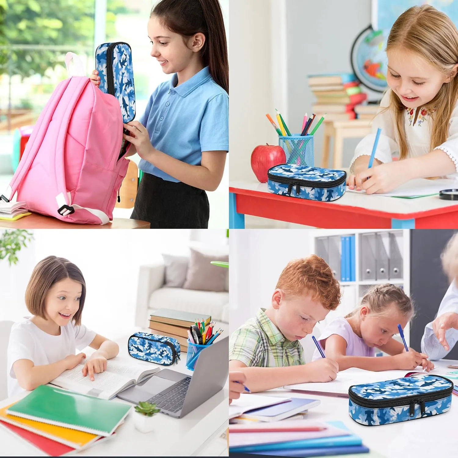 Shark Pencil Case, Cool Pencil Box for Boys Girls Kids, Large Capacity Pencil Pen Bag with Zipper, Multifunction Pencil Pouch for School Student Teen