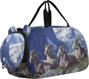 Sheep Goats Animals Duffle Bag for Toddler Girls Boys, Sports Gym Bag with Shoe Compartments, Kids Travel Overnight Weekender Shoulder Bag