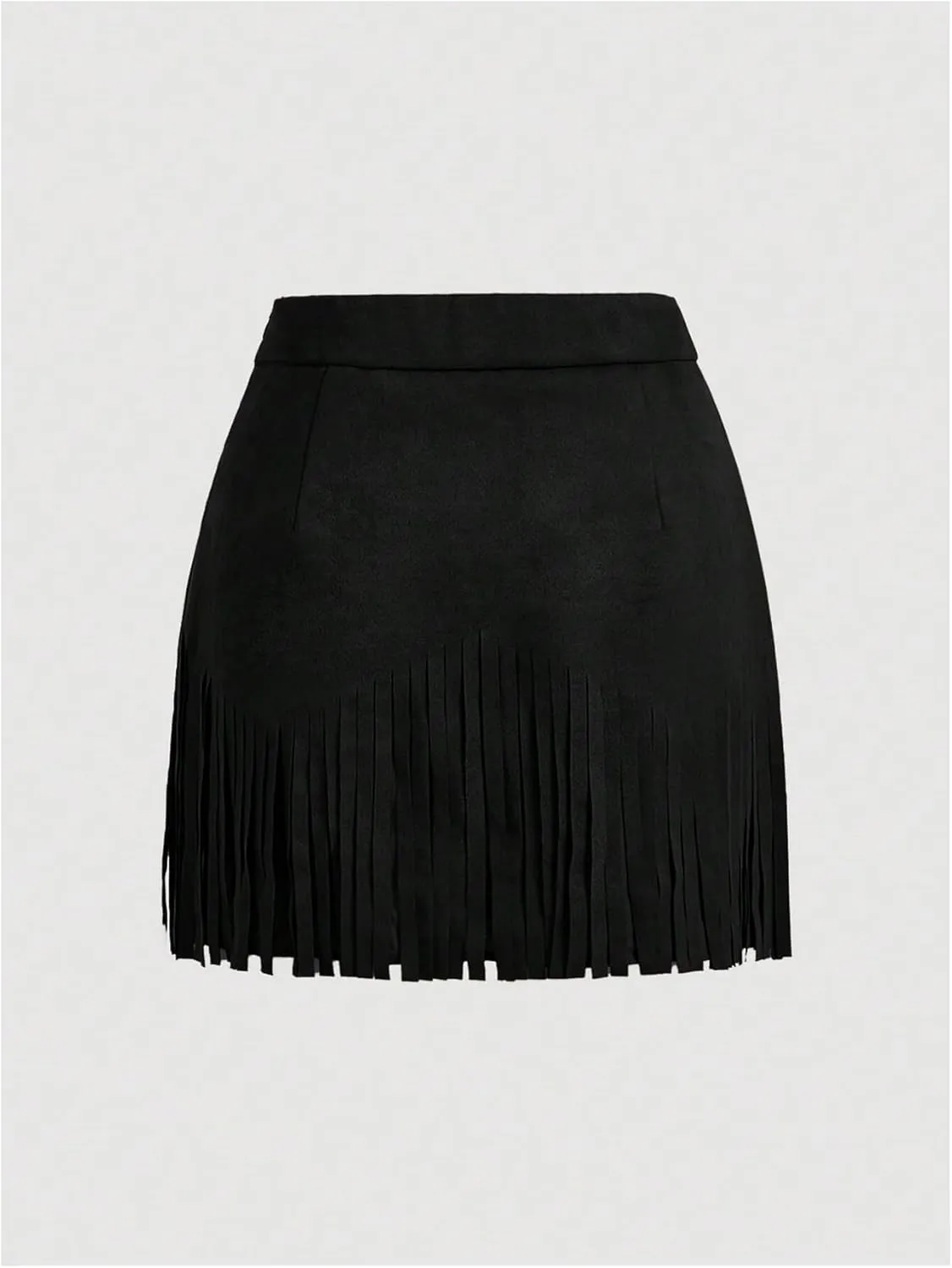 SHENHE Women's Plus Size Faux Suede Fringe High Waisted Rivet Studded Western Hippie Skirt