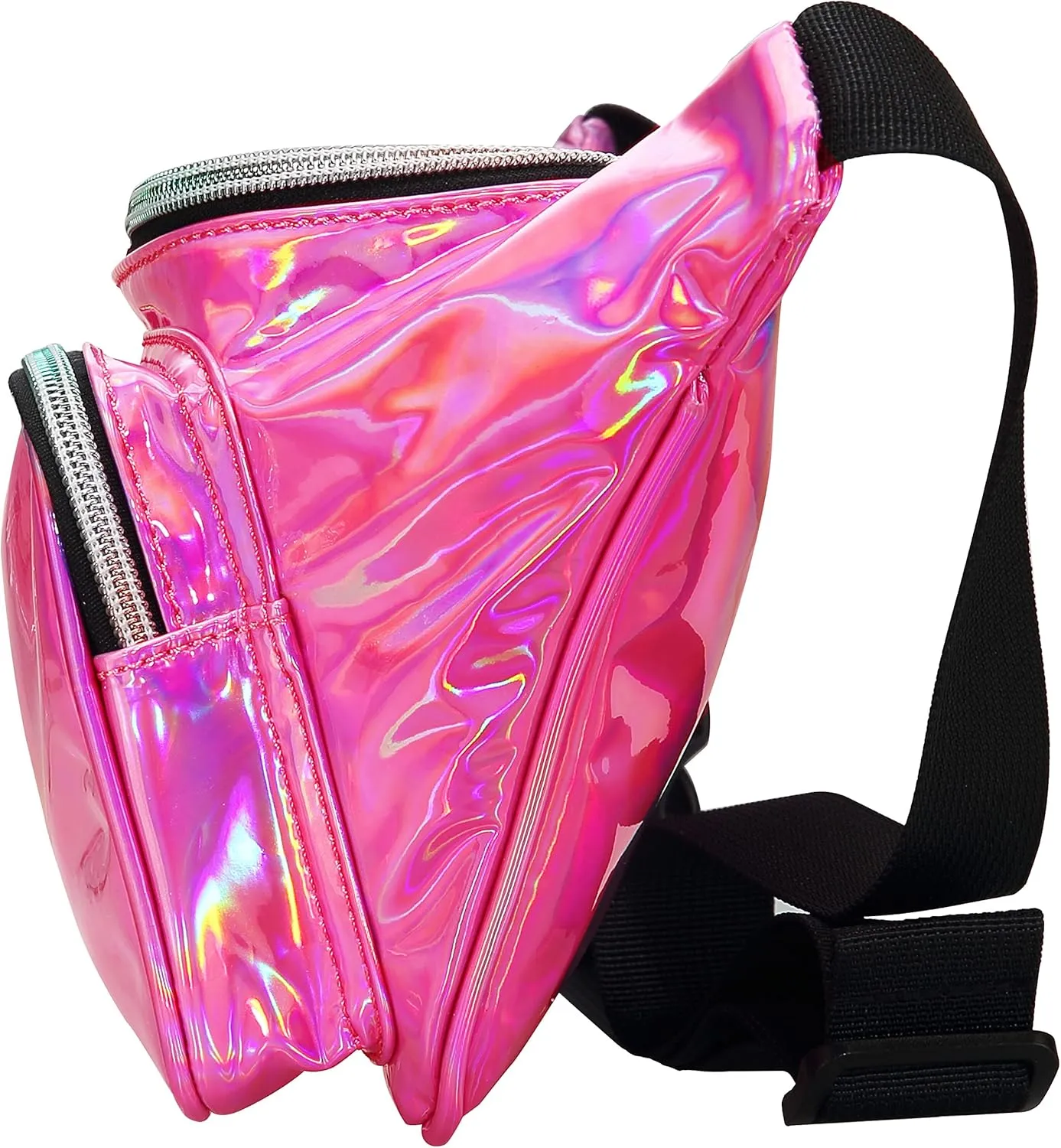 Shiny Neon Fanny Bag for Women Rave Festival Hologram Bum Travel Waist Pack (Holographic Pink)