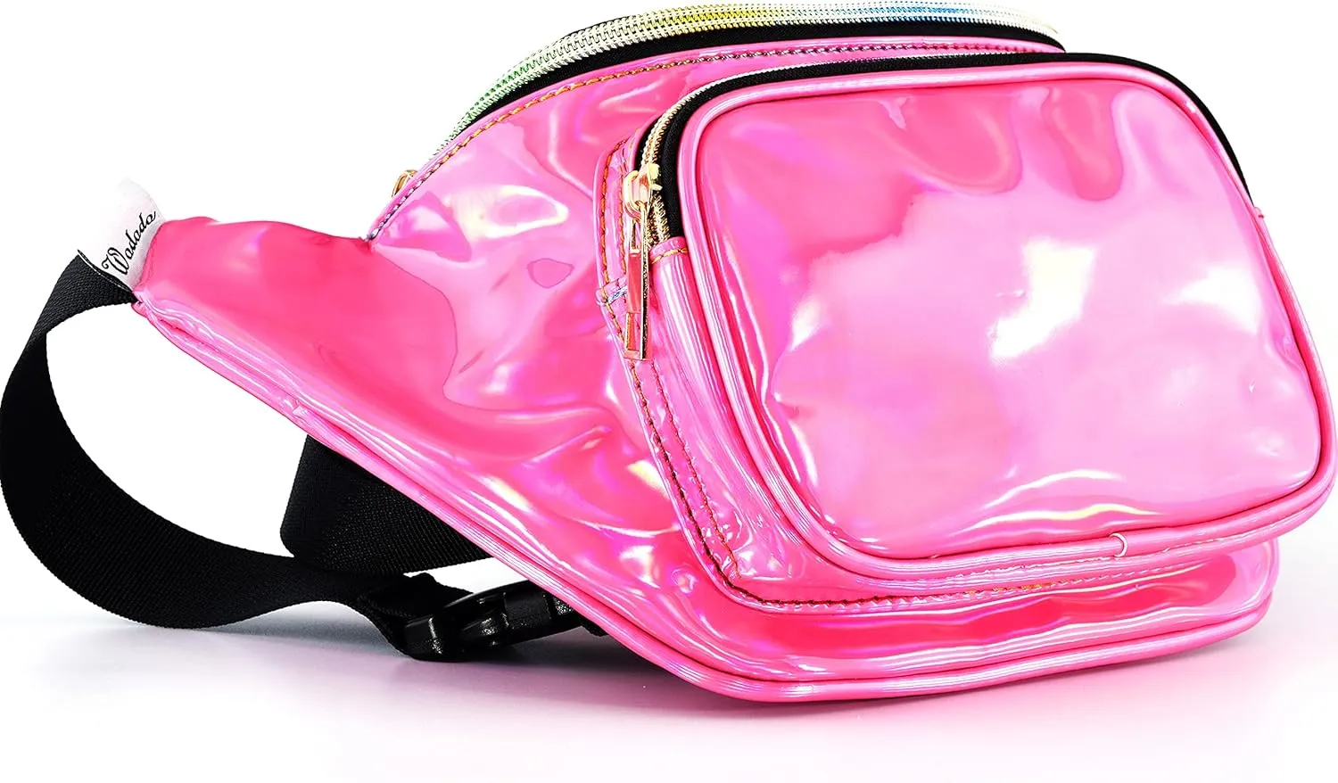 Shiny Neon Fanny Bag for Women Rave Festival Hologram Bum Travel Waist Pack (Holographic Pink)