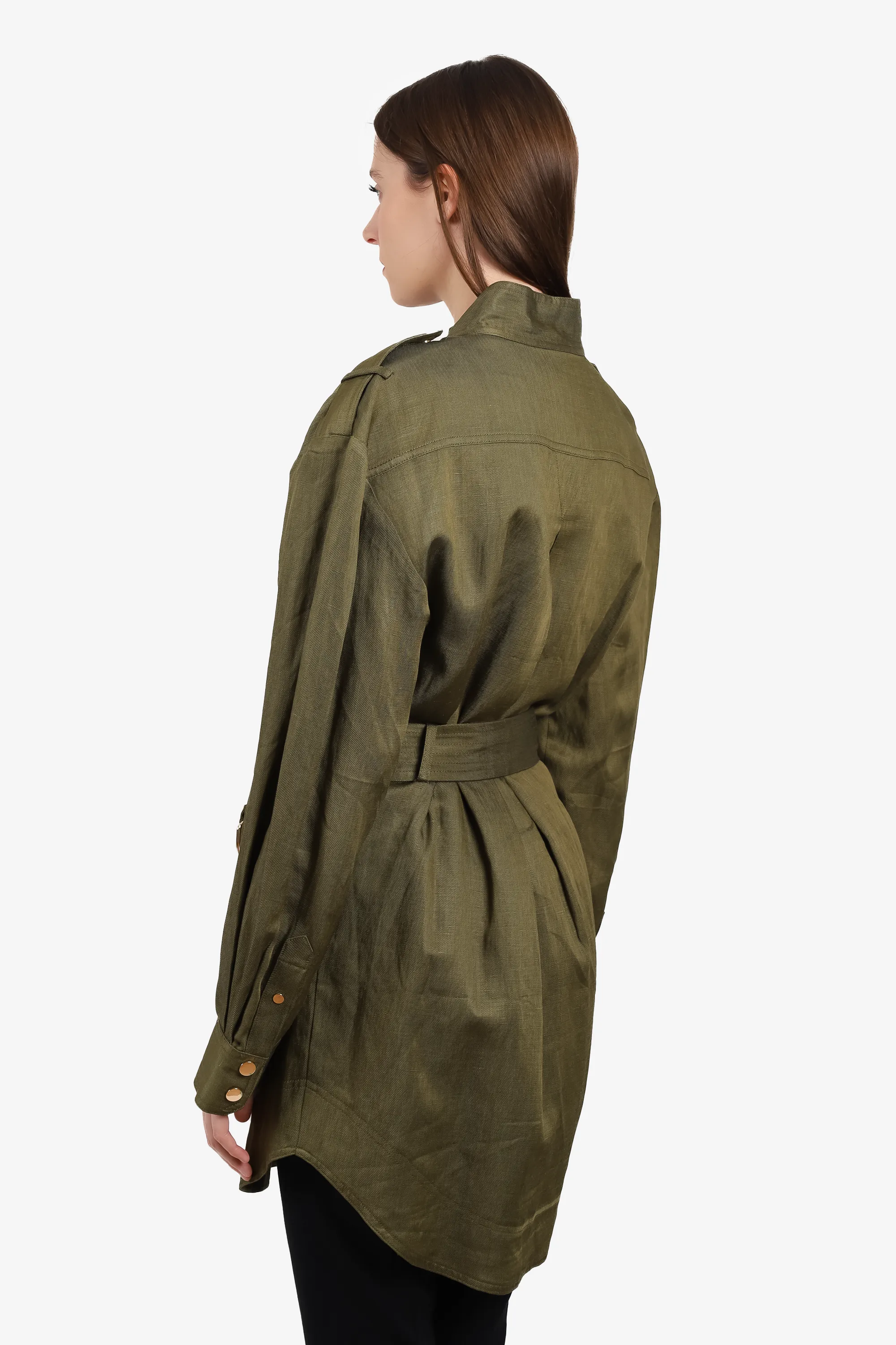 Shona Joy Green Linen Utility Jacket Size 10