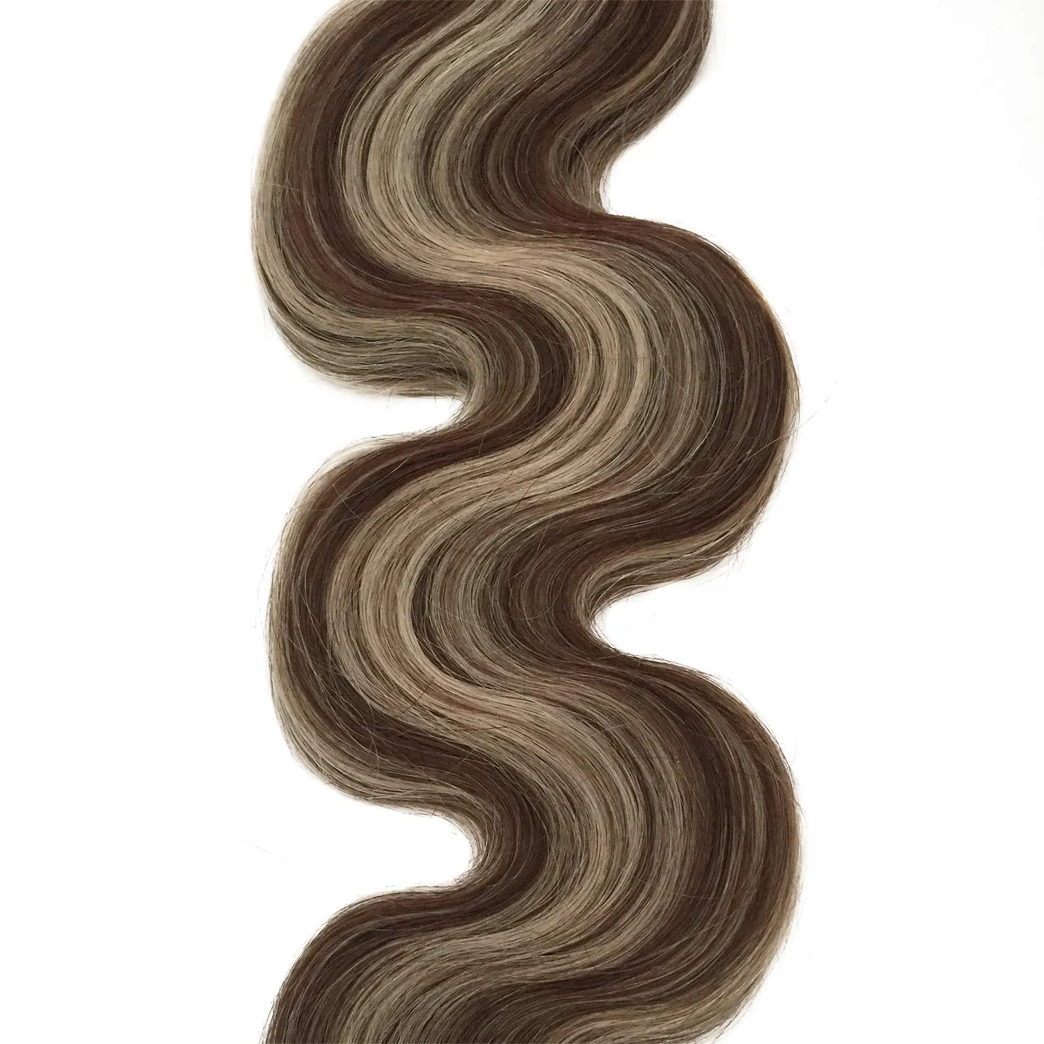 Short Straight Tape Hair Extensions Brown to Blonde Lowlights 30grams 20pcs Skin Weft Heat Resistant Real Human Hair Tape in Extensions Blonde Mixed(H#4/613, 16inches)